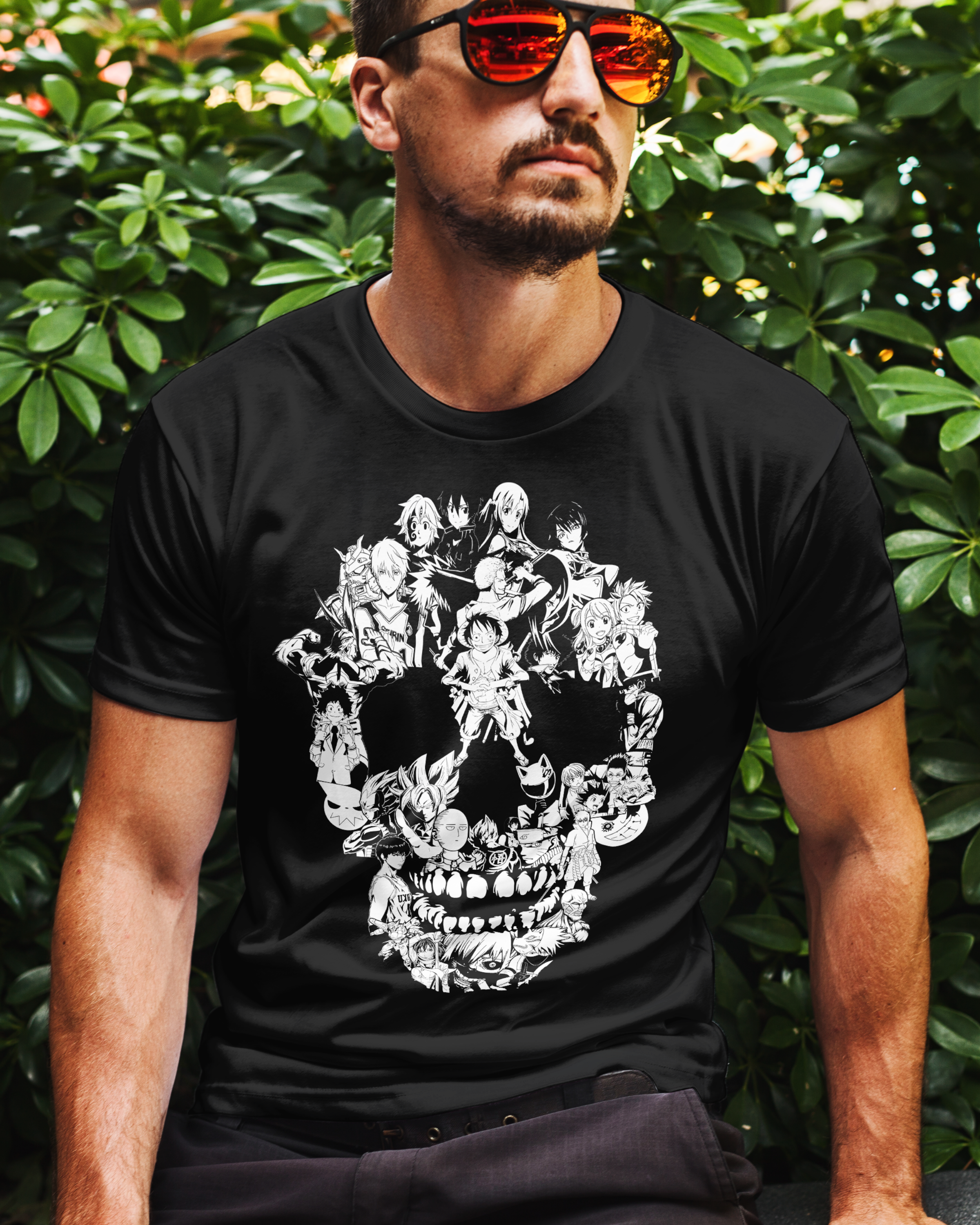 Anime Totenkopf Shirt Männer – Manga Helden Design – Skull Otaku T-Shirt