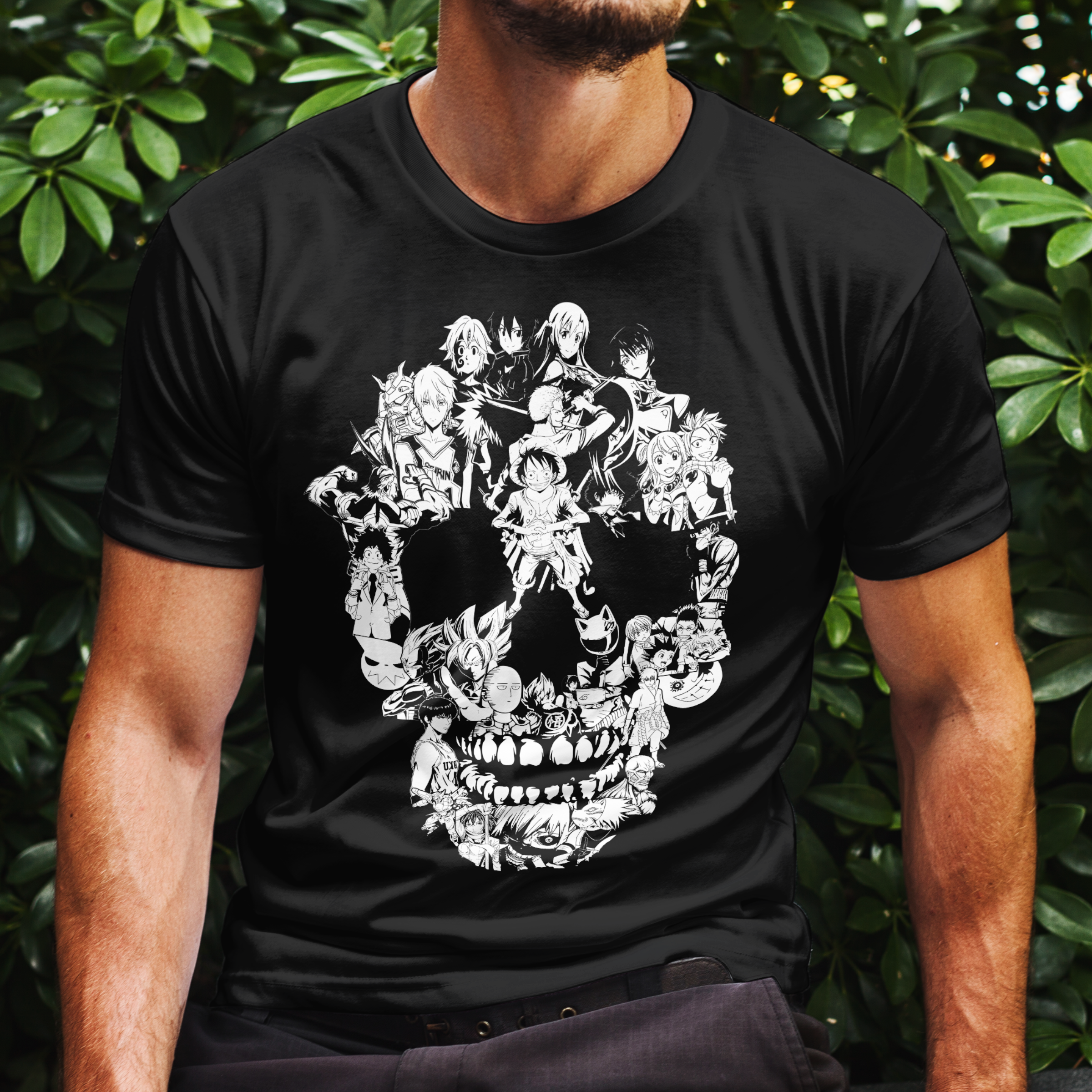 Anime Totenkopf Shirt Männer – Manga Helden Design – Skull Otaku T-Shirt