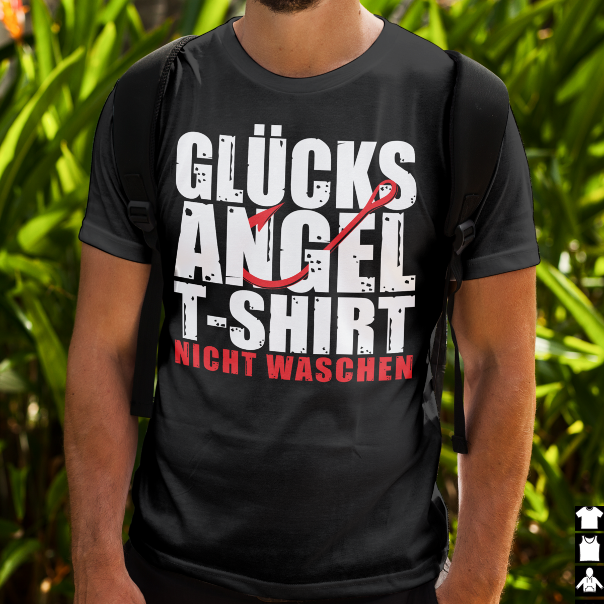 Angler T-Shirt Männer Glücksbringer – Lustiges Angelshirt nicht waschen Pflicht
