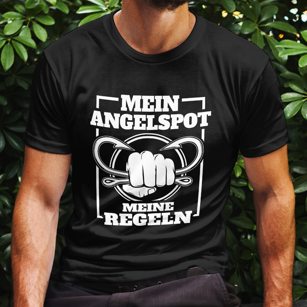 Angler T-Shirt Männer – Mein Angelspot meine Regeln – Angler Statement Design