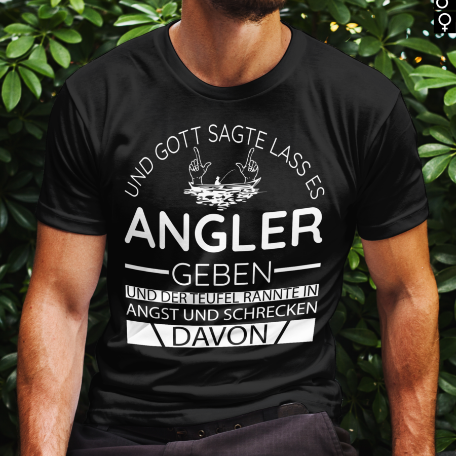 Angler Shirt Männer – Gott erschuf Angler der Teufel floh Spruch T-Shirt Humor