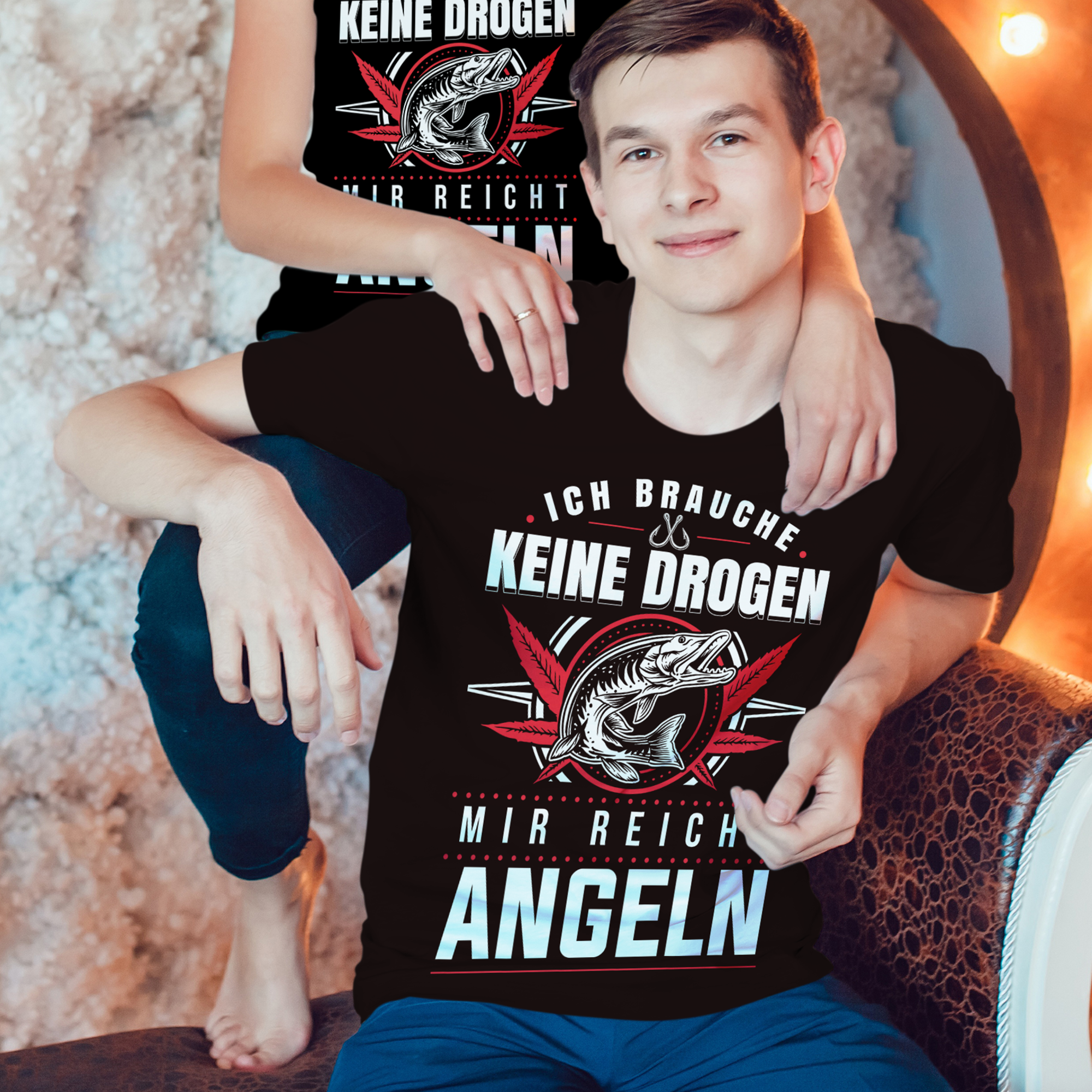 Herren T-Shirt Mir reicht Angeln - Angler Shirt Spruch Bio Baumwolle