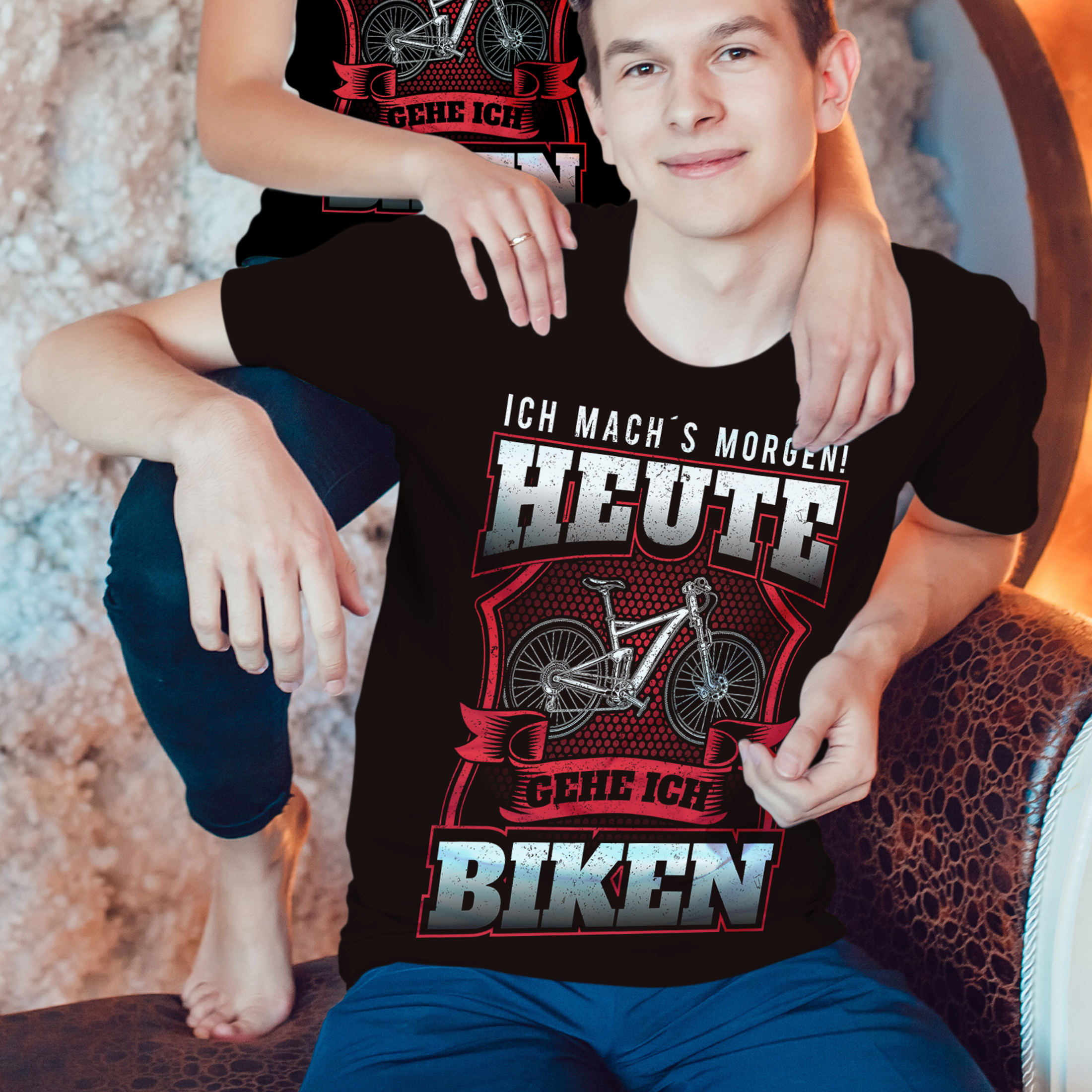 Herren T-Shirt Ich machs morgen heute gehe ich Biken MTB Shirt Bio Baumwolle