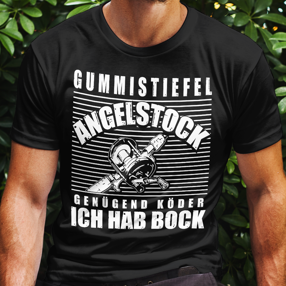 Funshirt für Angler mit Spruch – Angelstock Gummistiefel Köder Männer Shirt