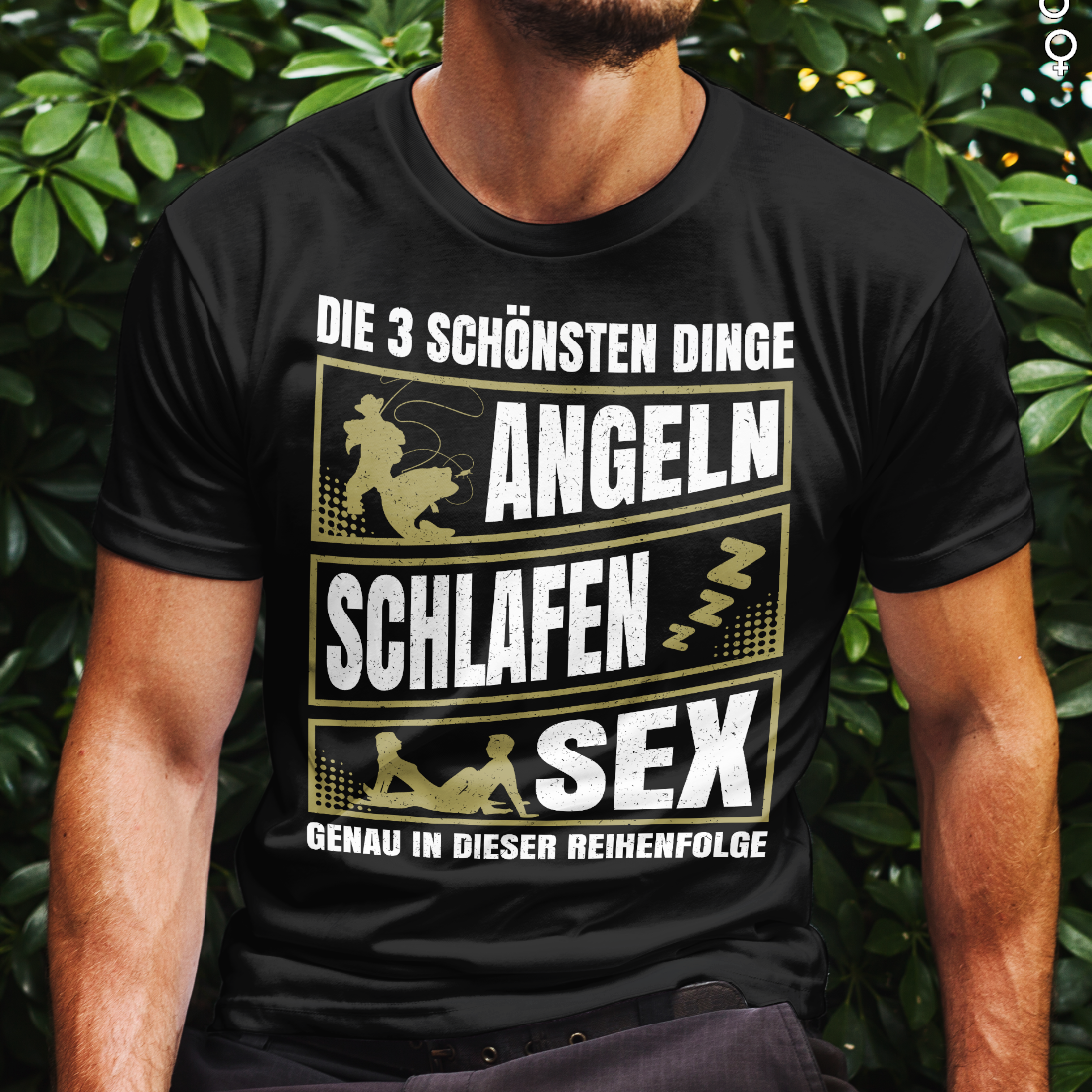 Angler T-Shirt Männer lustig – Angeln Schlafen Sex in dieser Reihenfolge Shirt