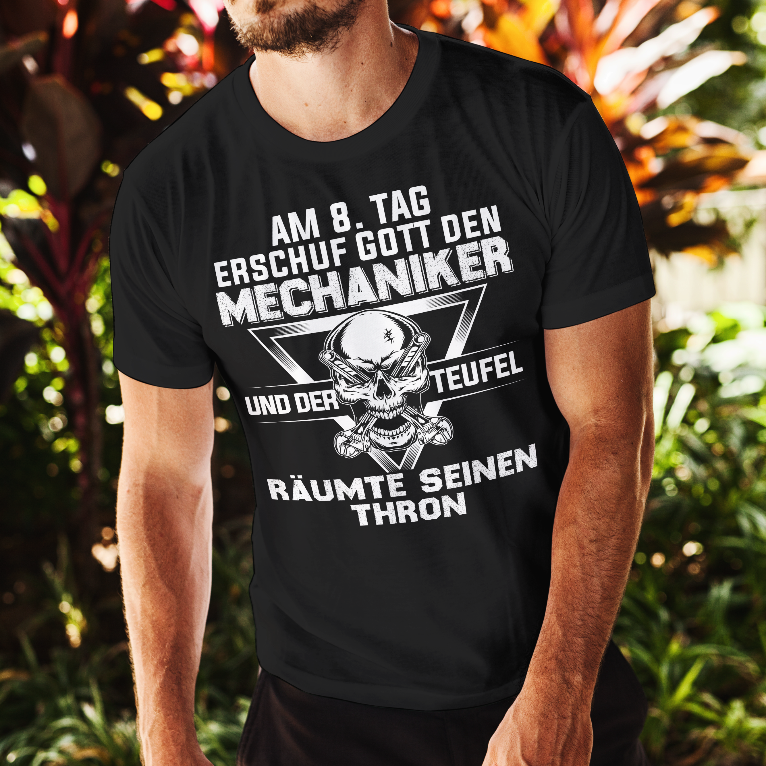 Mechaniker Shirt Herren – Am 8. Tag schuf Gott den Mechaniker – Tuning Legende