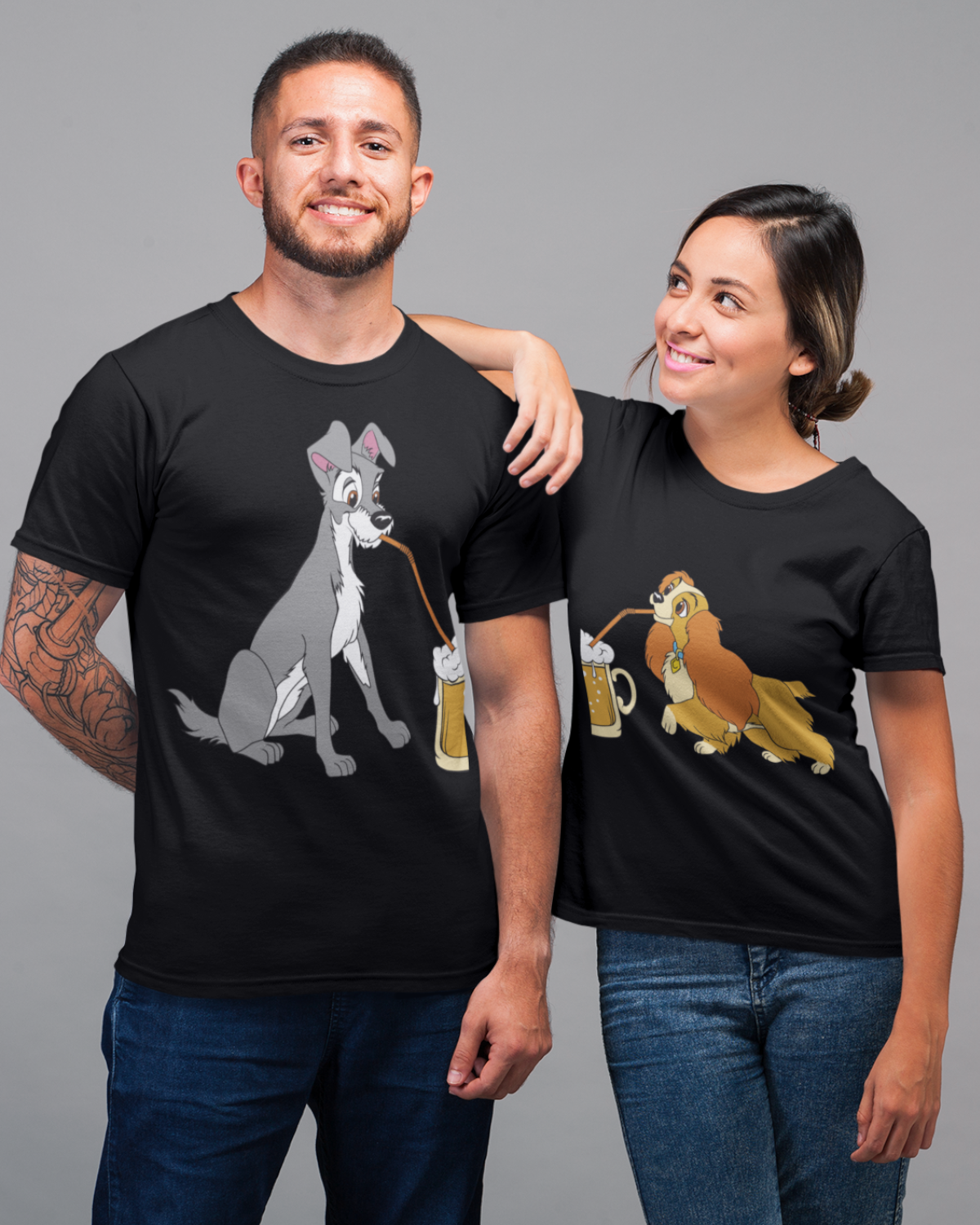 Bier Cartoon Shirt Herren – Witziges Funshirt mit Strolch aus Susi und Strolch
