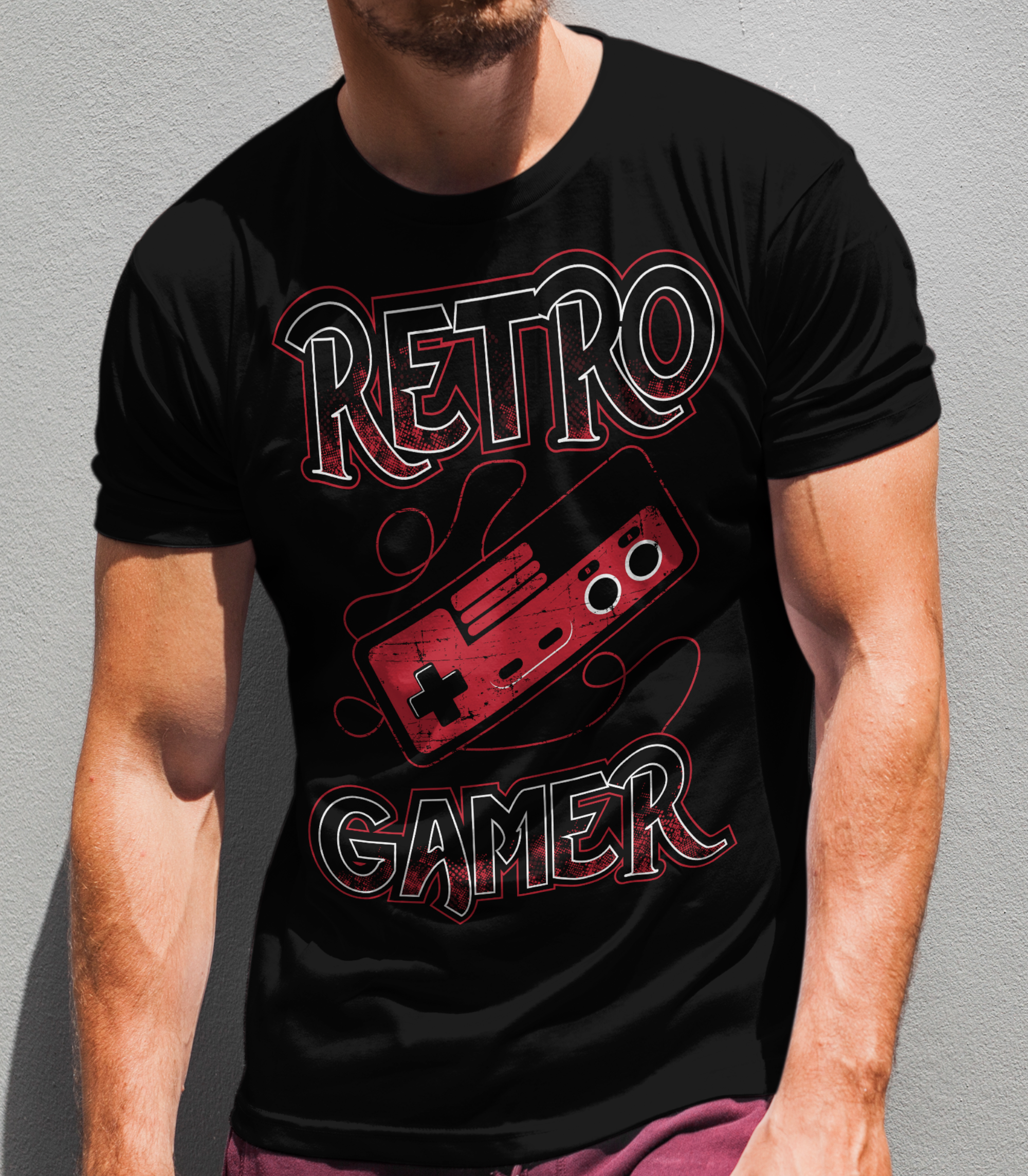 Gaming T-Shirt für Herren – Retro Gamer mit klassischem 80s Controller Print