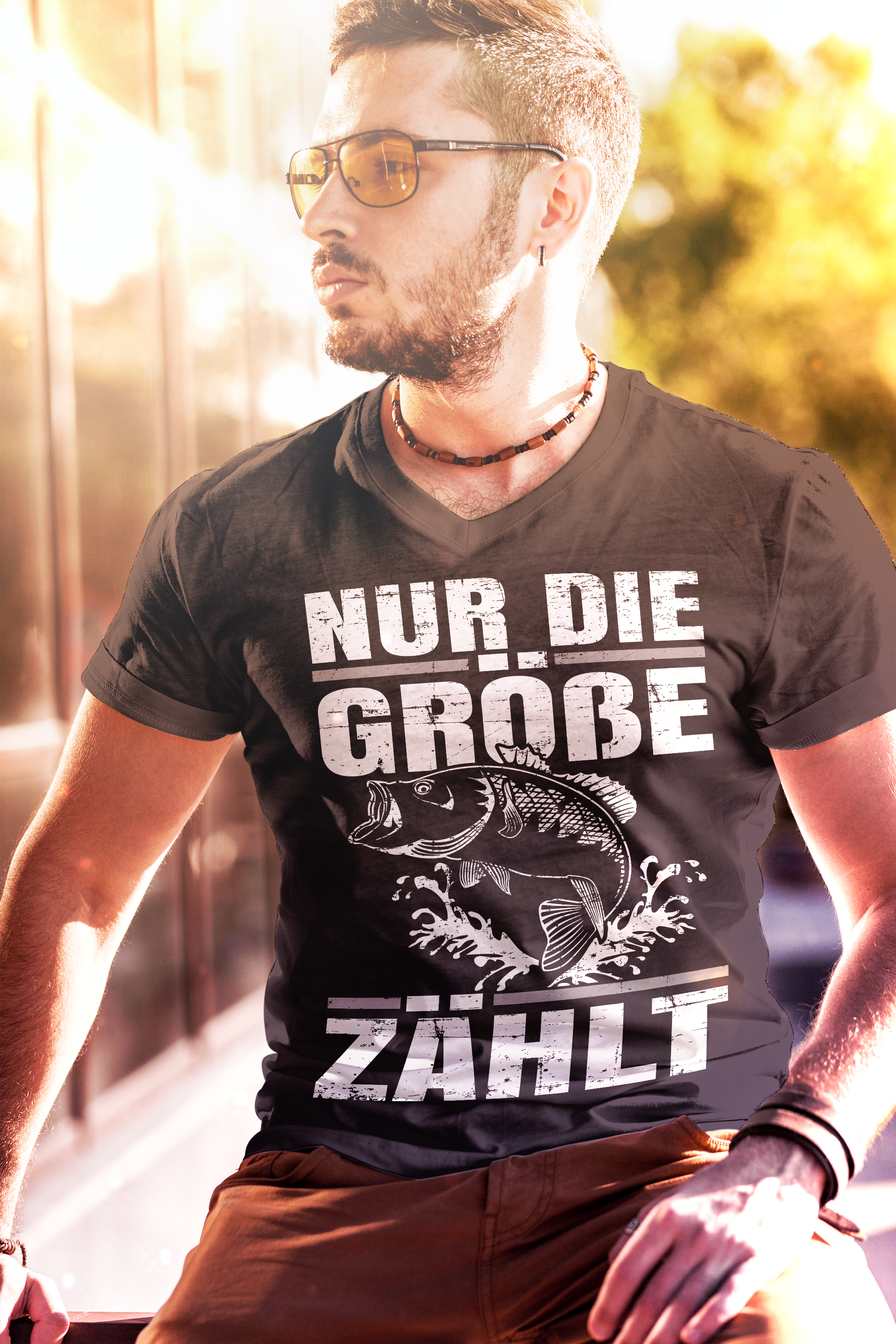 Herren T-Shirt Angeln Humor – Nur die Größe zählt – Angler Spaß Design