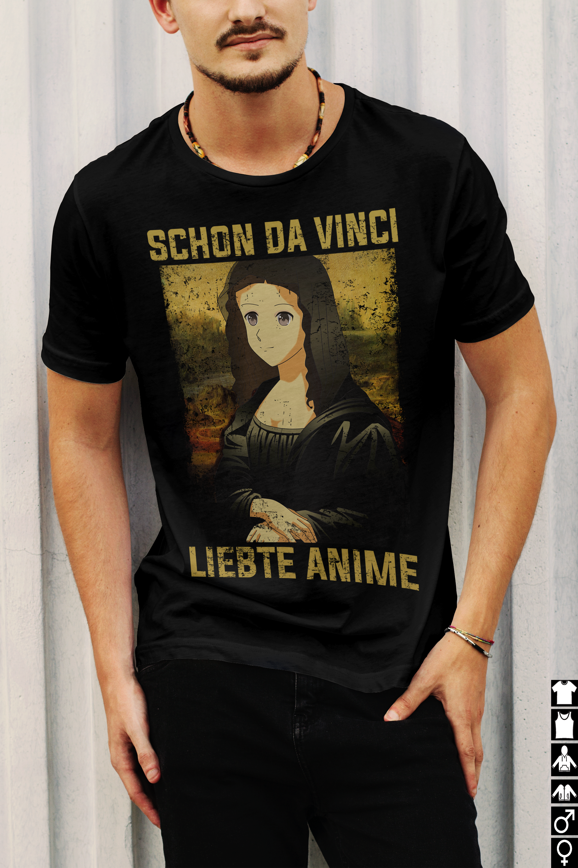Anime Shirt Männer – Schon da Vinci liebte Anime Mona Lisa Parodie Design