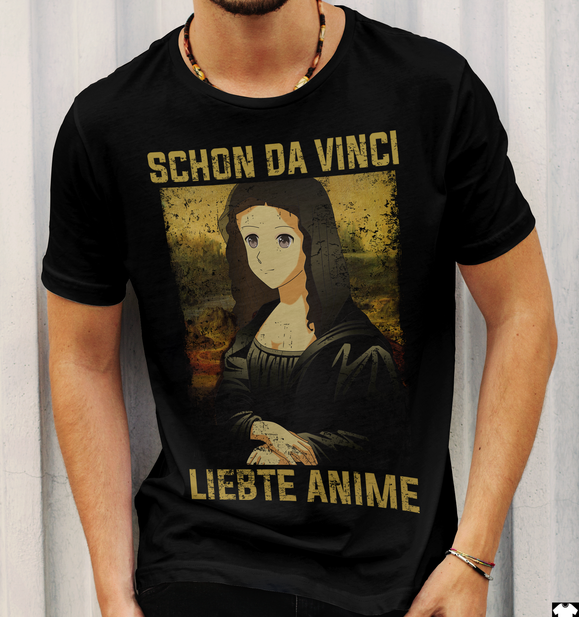 Anime Shirt Männer – Schon da Vinci liebte Anime Mona Lisa Parodie Design