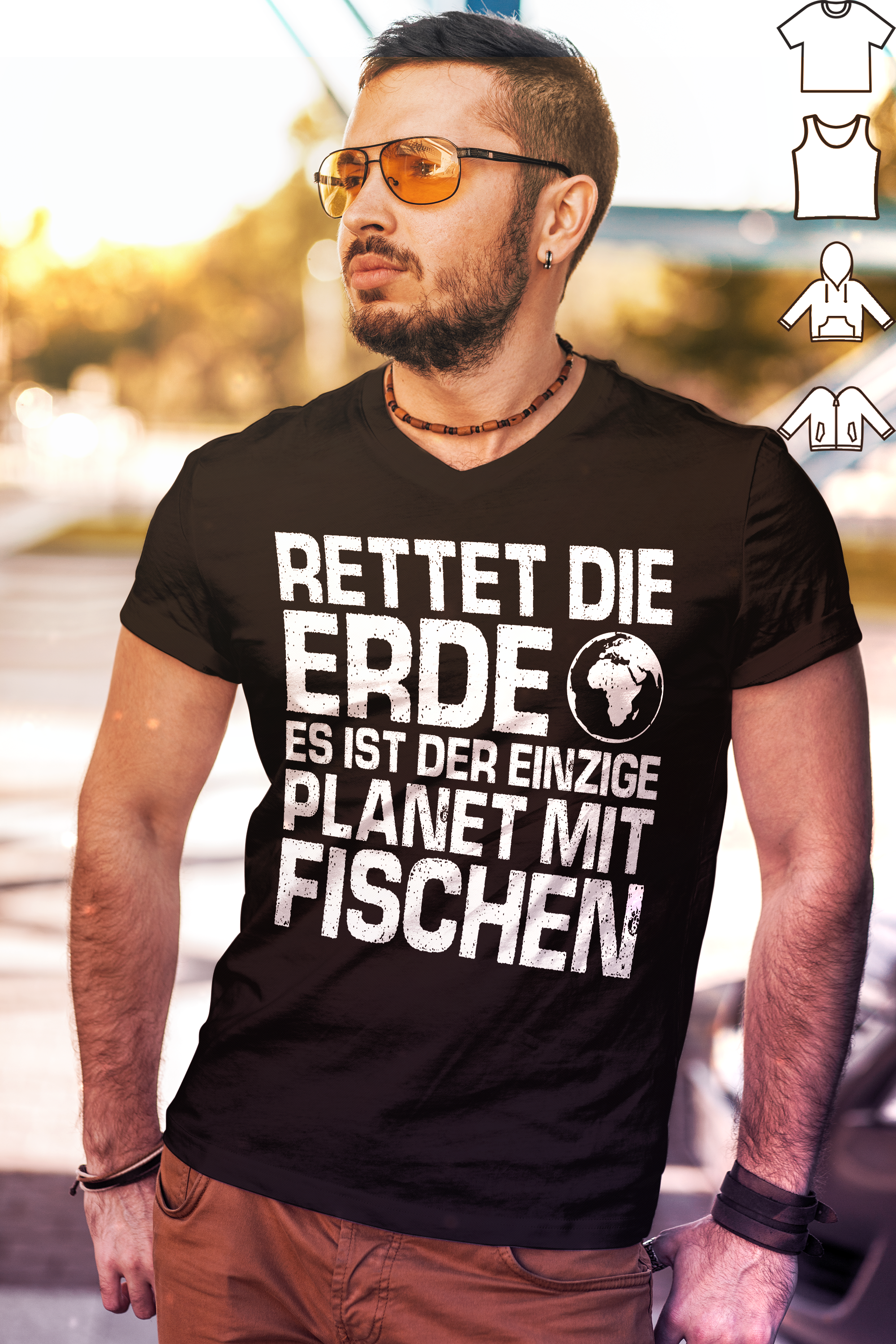 Angler Shirt Herren – Rettet die Erde es ist der einzige Planet mit Fischen