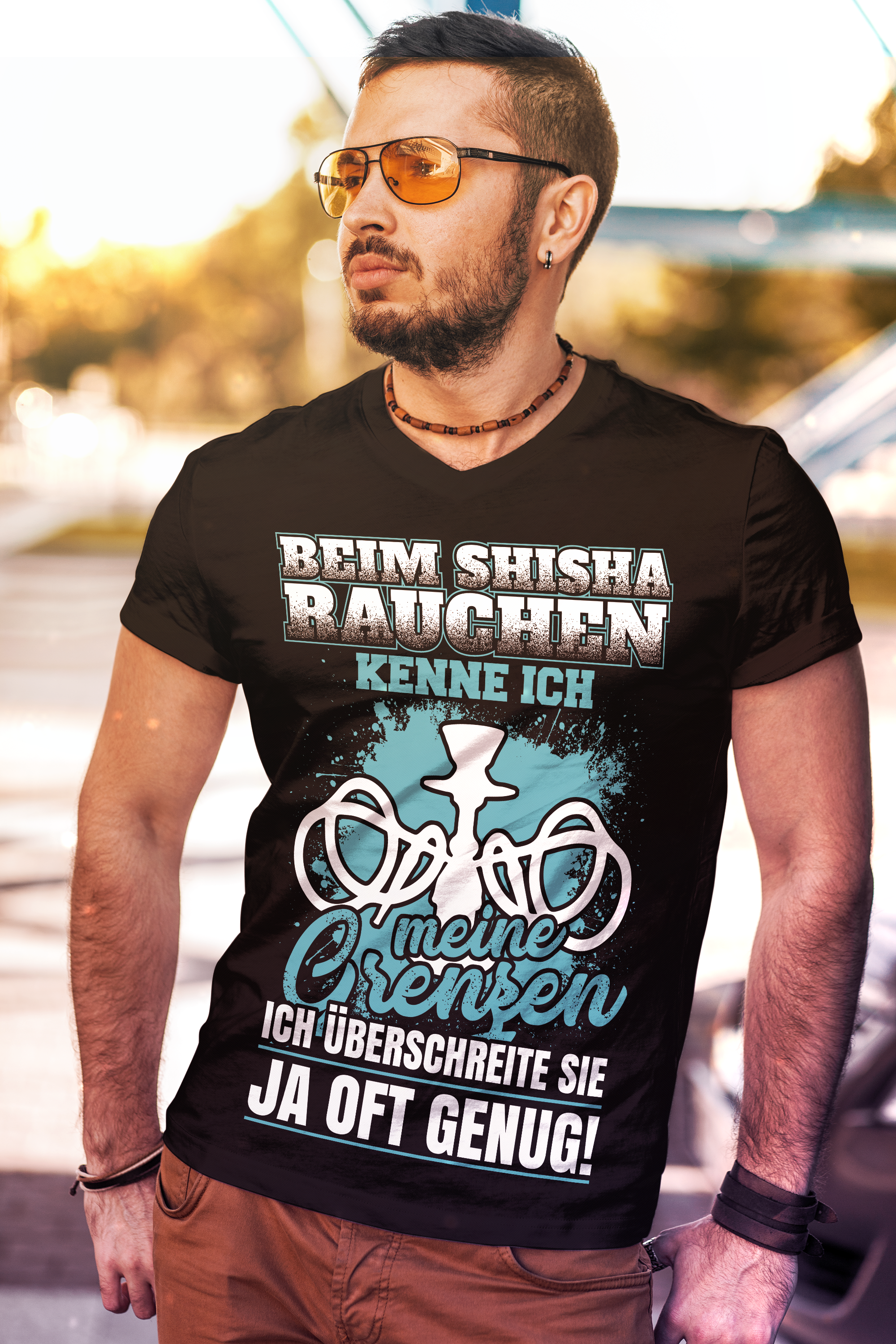 Beim Shisha Rauchen kenne ich meine Grenzen – Funshirt Männer mit Spruch