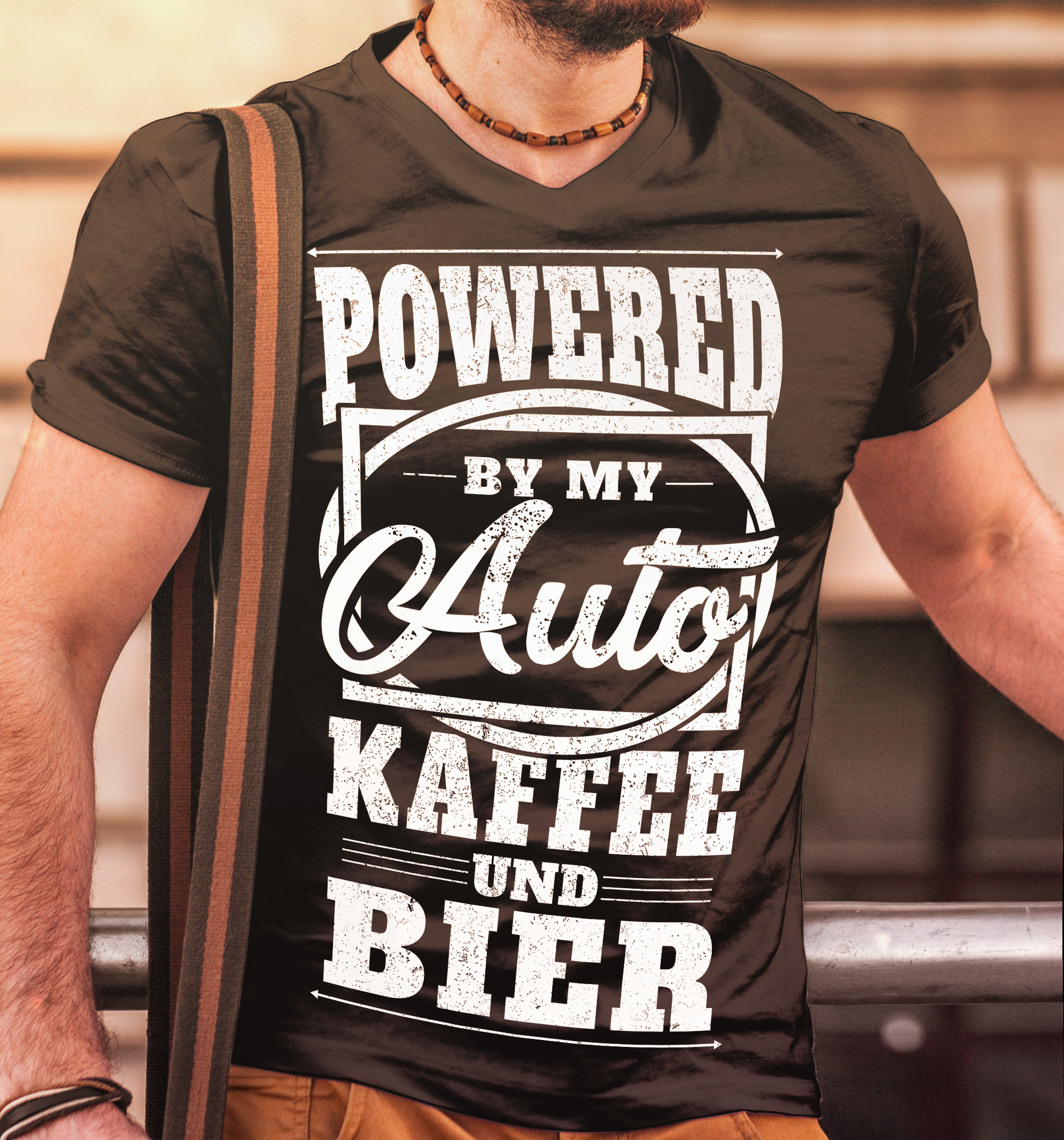 Auto Kaffee Bier Shirt Männer – Powered by My Auto Funshirt für Schrauber