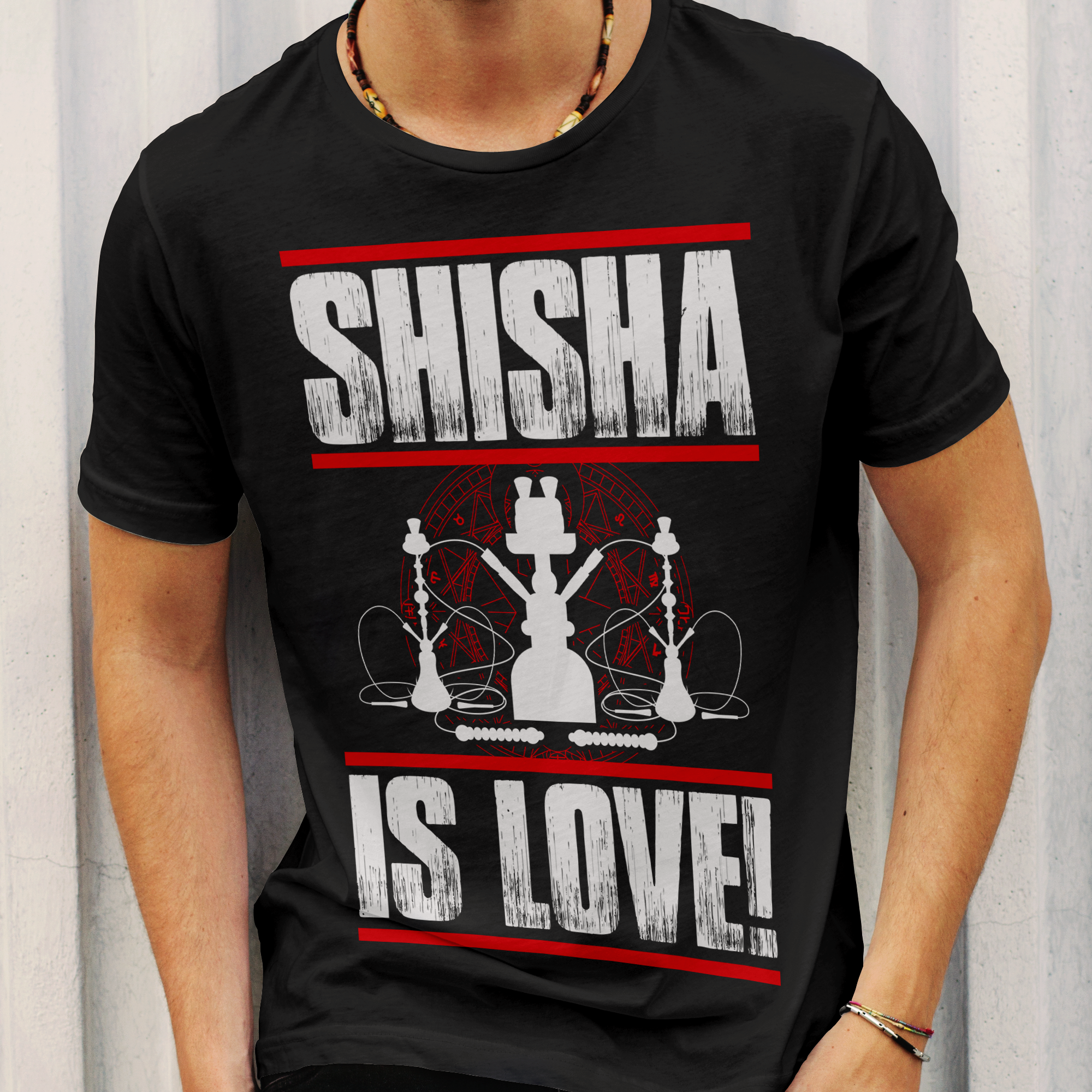 Herren T-Shirt Shisha is Love Wasserpfeife Shirt Bio Baumwolle