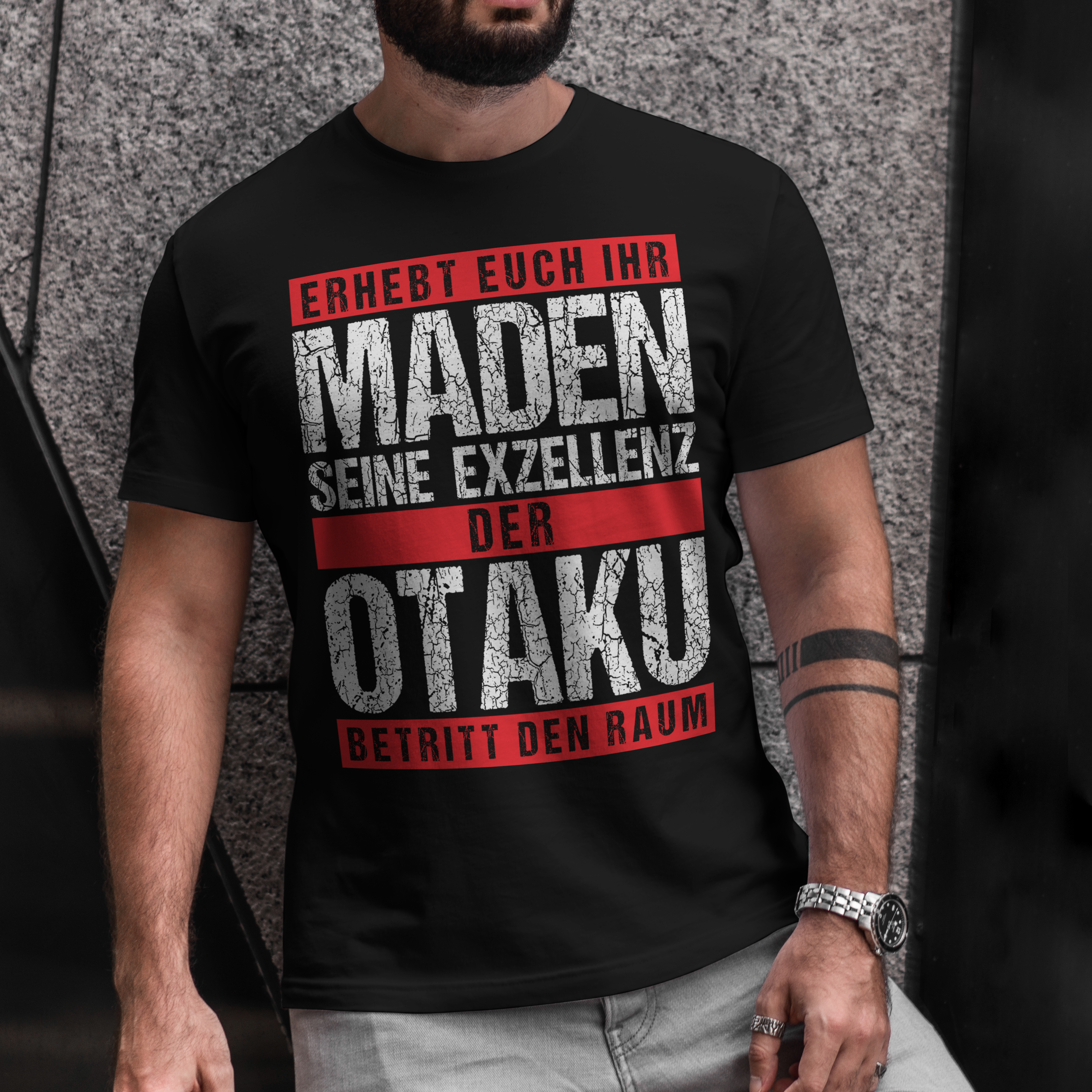 Otaku Shirt Männer – Seine Exzellenz betritt den Raum Anime Maden Spruch Design