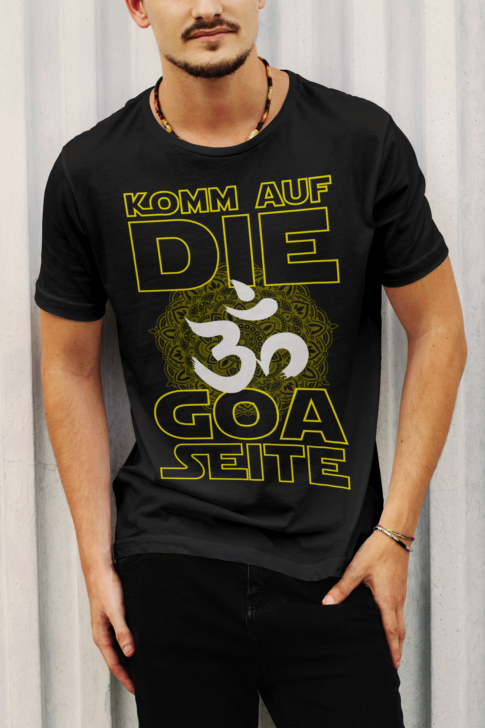 Goa Festival Shirt Herren – Komm auf die dunkle Seite mit Om & Mandala Print