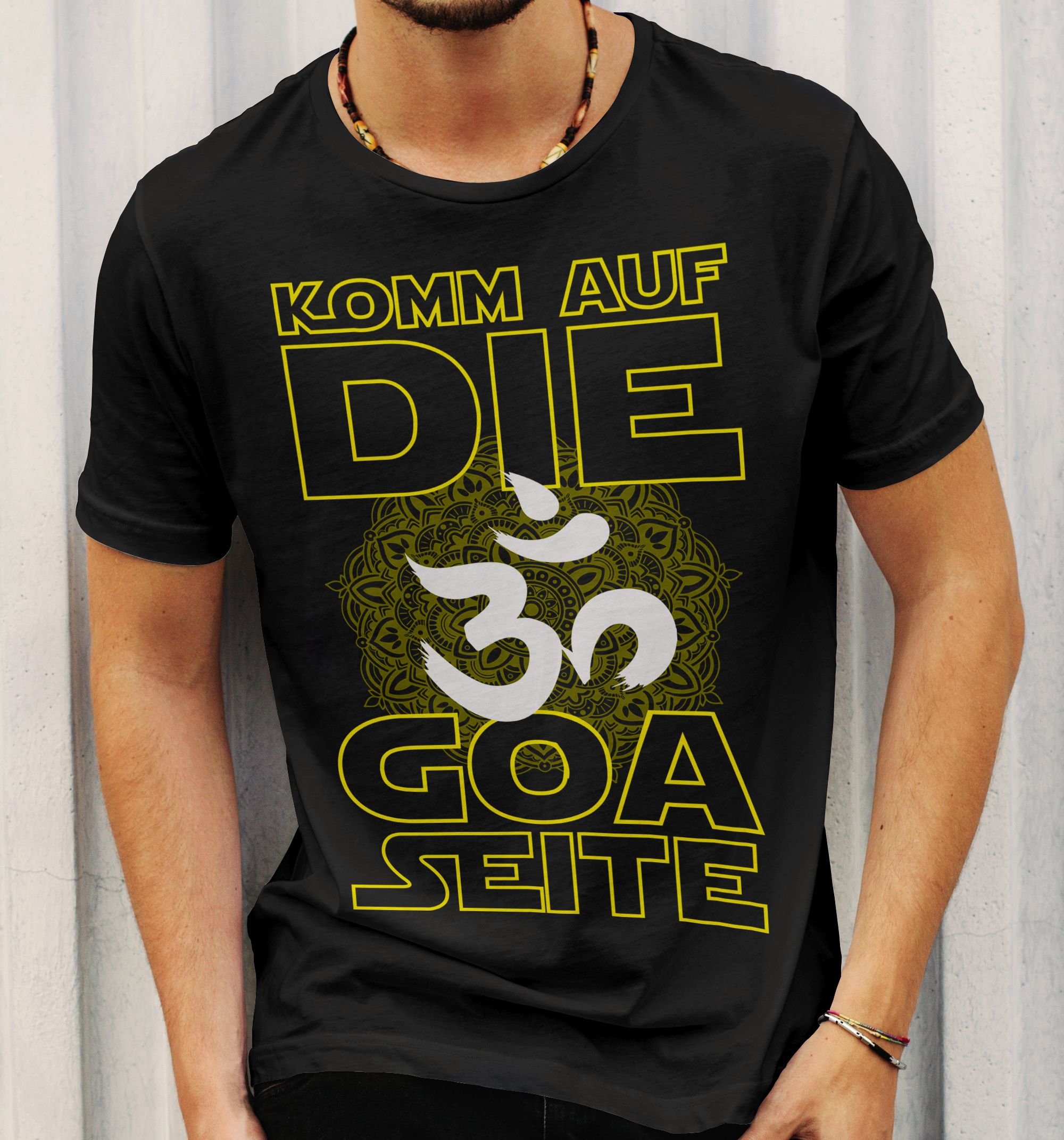 Goa Festival Shirt Herren – Komm auf die dunkle Seite mit Om & Mandala Print