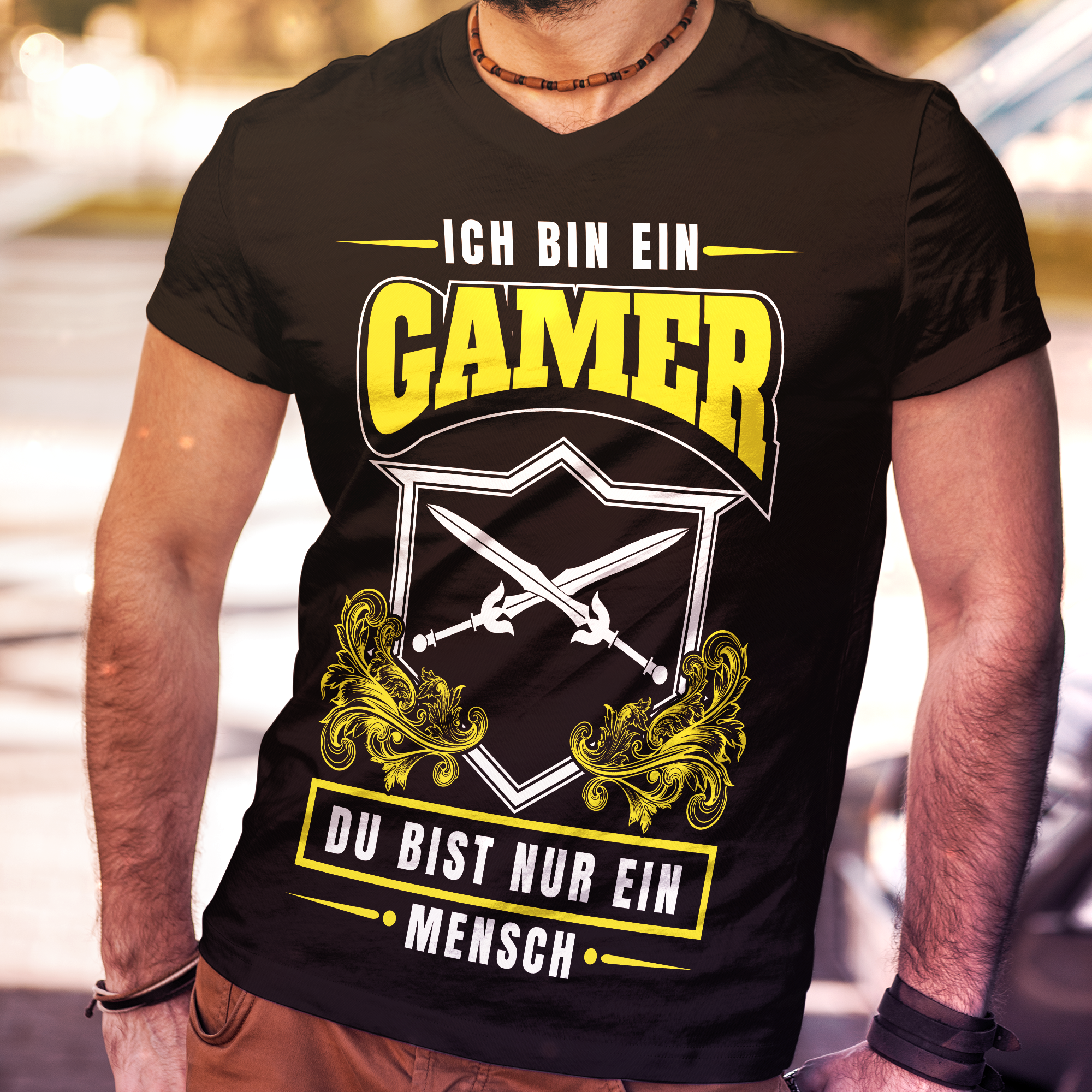 Rollenspiel T-Shirt Herren – Lustiges Gamer Wappen Design mit Schwertern