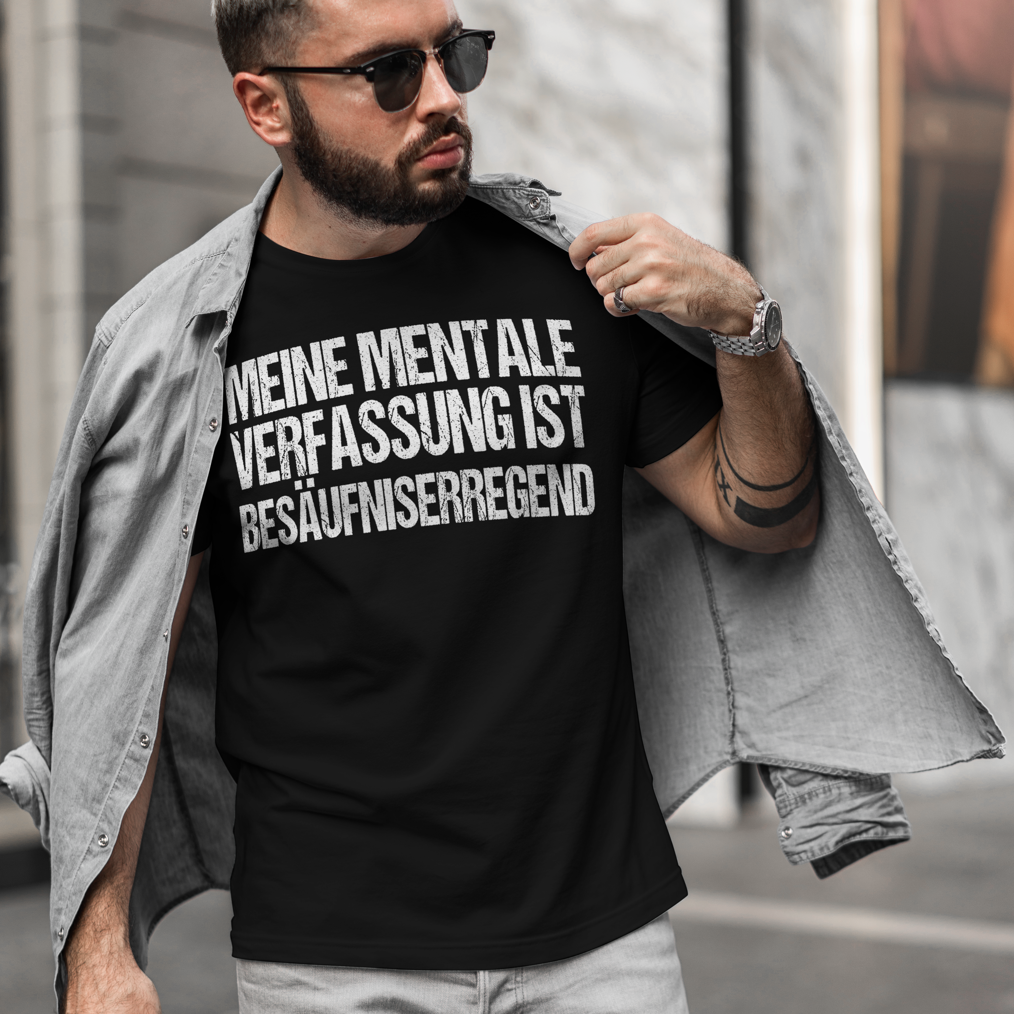 Meine mentale Verfassung ist besäufniserregend – Lustiges Männer Sauf T Shirt
