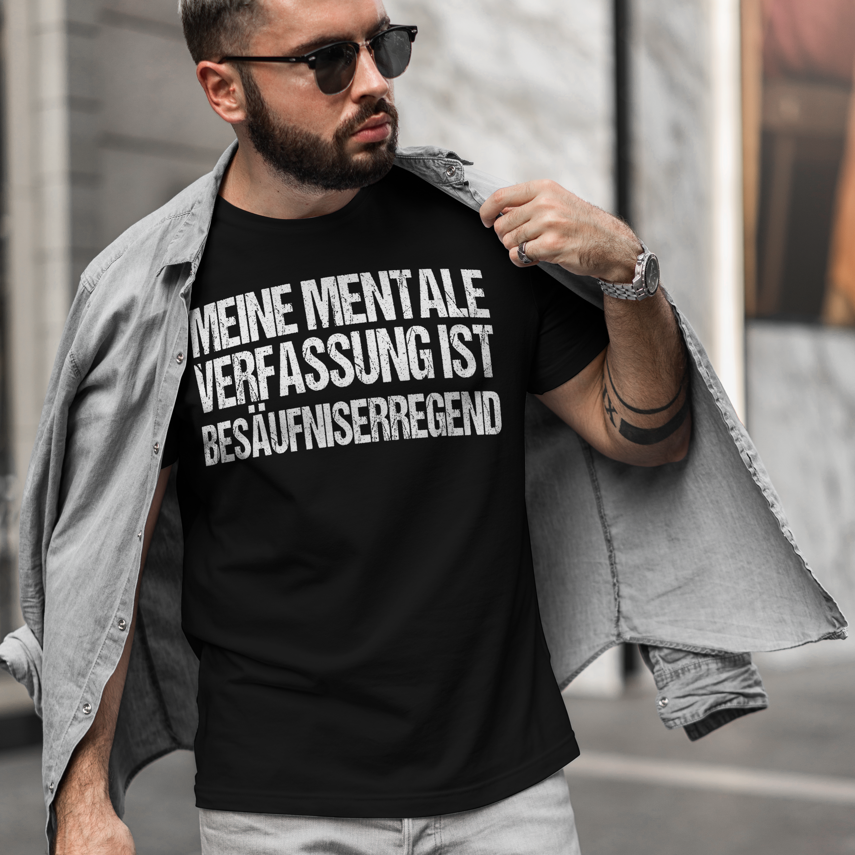 Herren T-Shirt Meine mentale Verfassung ist besäufniserregend