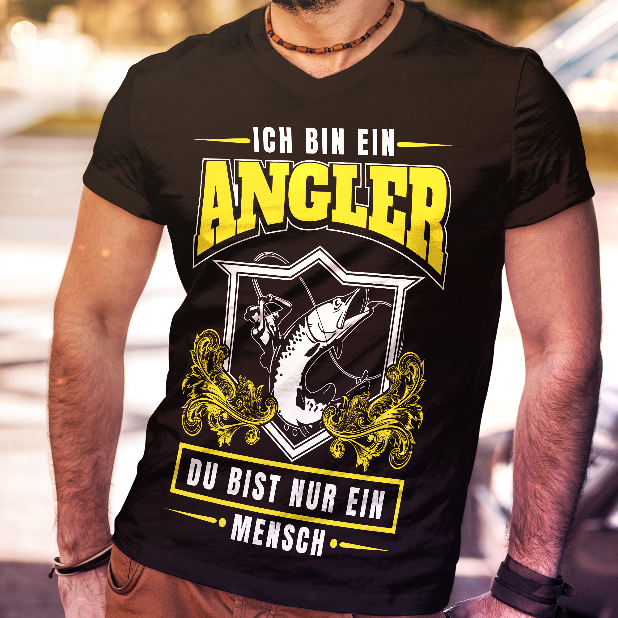 Angeln Spruch Shirt Männer – Ich bin ein Angler du bist nur ein Mensch Funshirt
