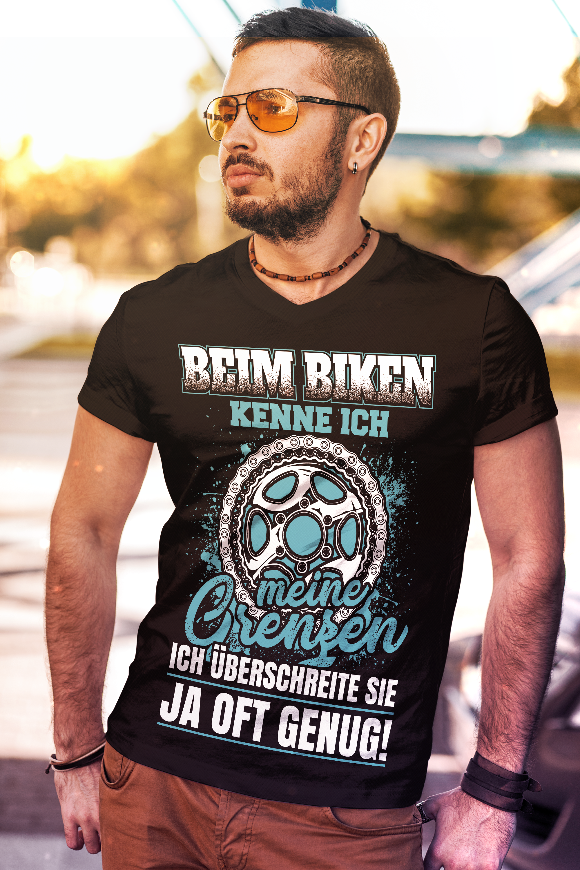 Bike Shirt Männer – Beim Biken kenne ich meine Grenzen – MTB Fun Spruch T-Shirt