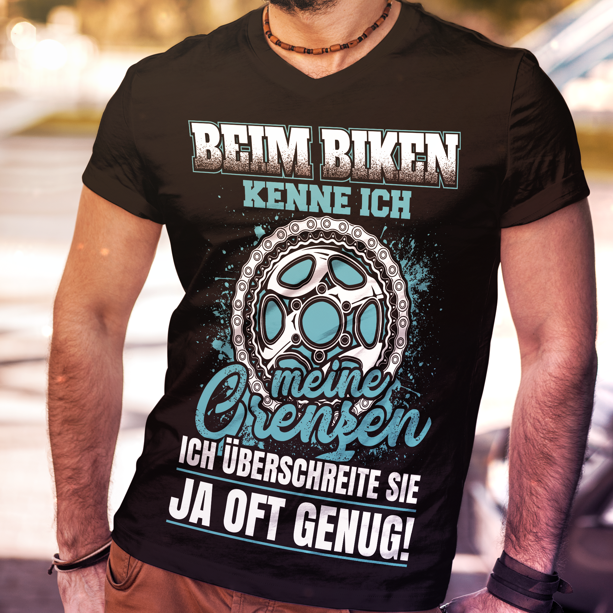Bike Shirt Männer – Beim Biken kenne ich meine Grenzen – MTB Fun Spruch T-Shirt