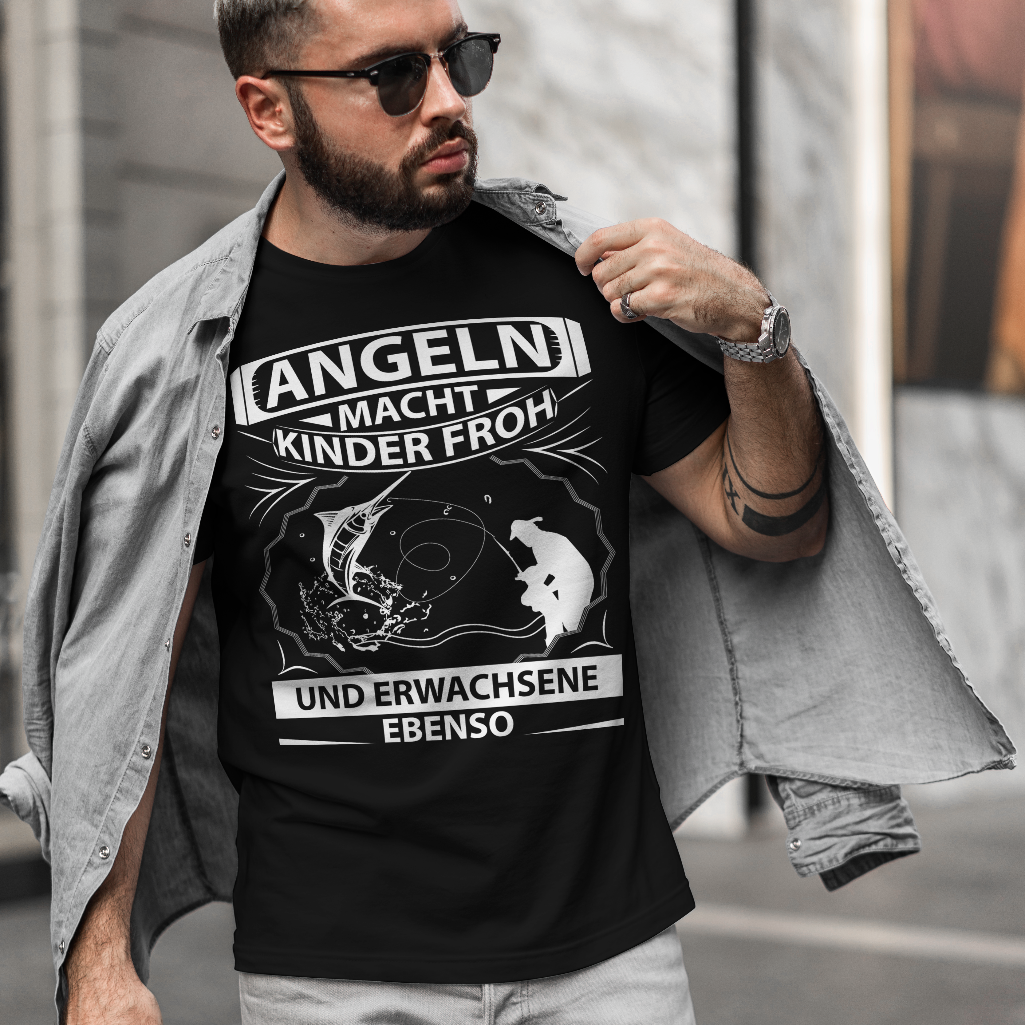 Angler Shirt Herren – Angeln macht Kinder froh und Erwachsene ebenso T-Shirt