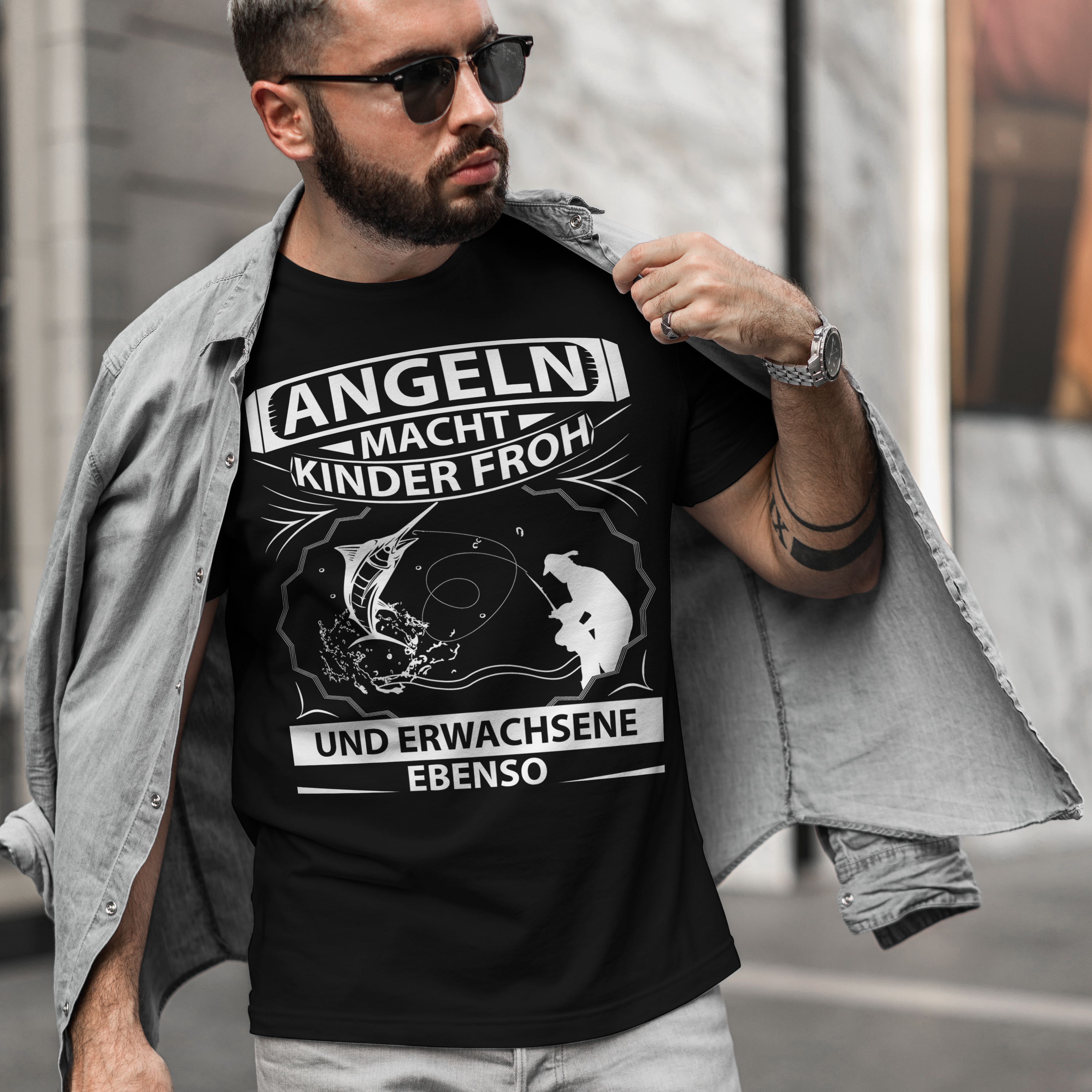 Angler Shirt Herren – Angeln macht Kinder froh und Erwachsene ebenso T-Shirt