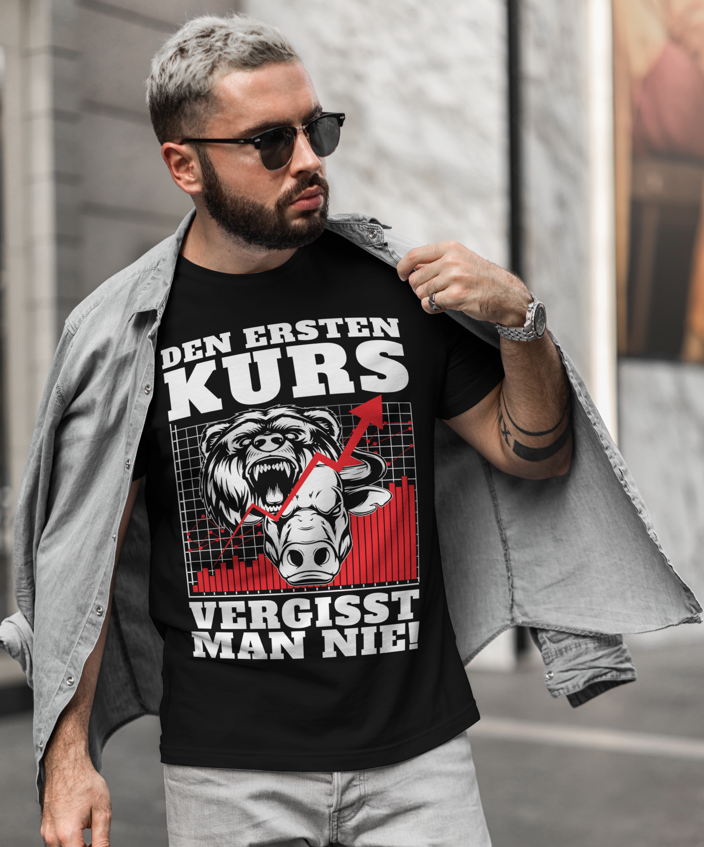 Aktien T-Shirt Männer – Den ersten Kurs vergisst man nie – Börsen Funshirt