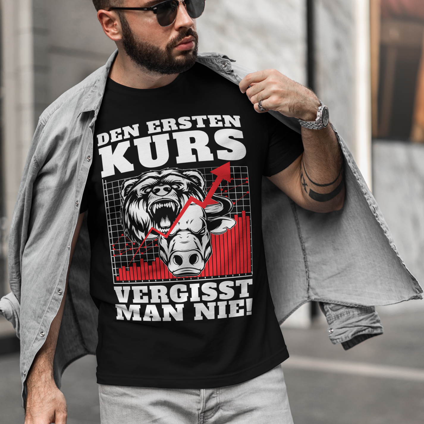 Aktien T-Shirt Männer – Den ersten Kurs vergisst man nie – Börsen Funshirt
