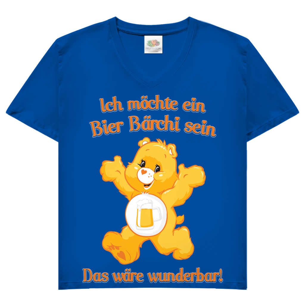 Damen V-Neck T-Shirt Ich möchte ein Bier Bärchi sein das wäre wunderbar! Royal Blue