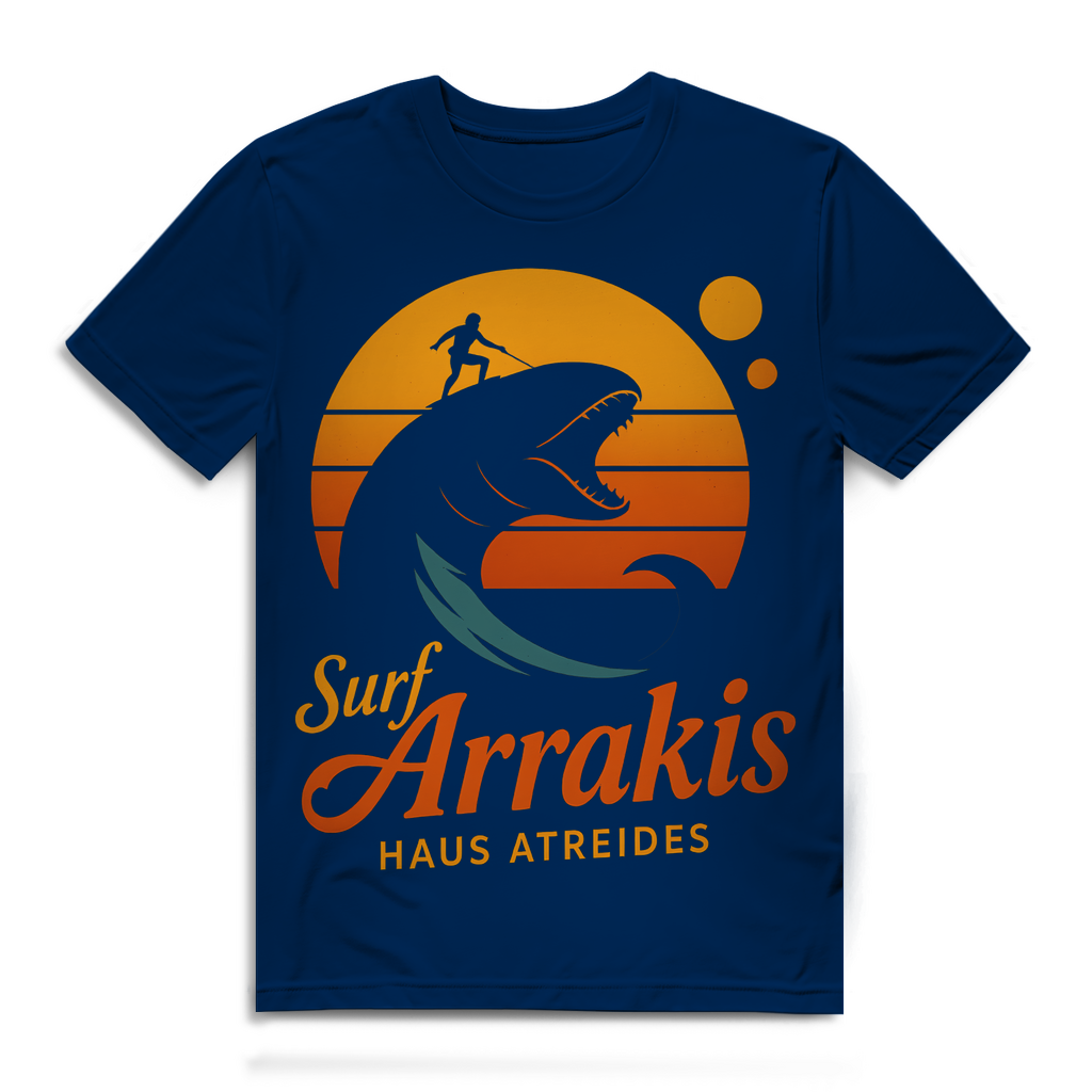 Surf Arrakis Sandwurm Retro Vintage Dune Haus Atreides - Herren Premium Bio T-Shirt Navy