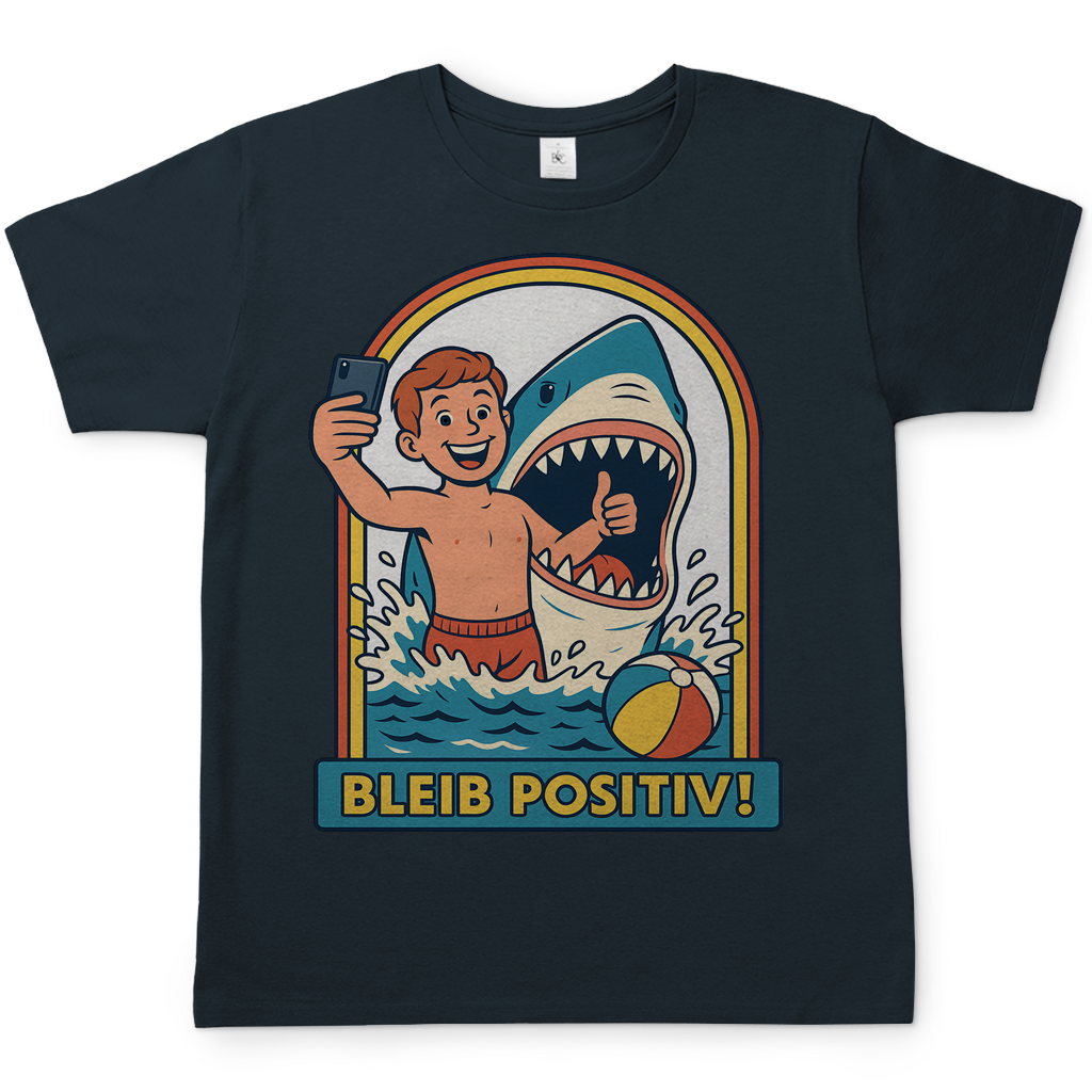 Bleib Positiv Hai Selfie Retro - Herren T-Shirt Dark Grey Solid