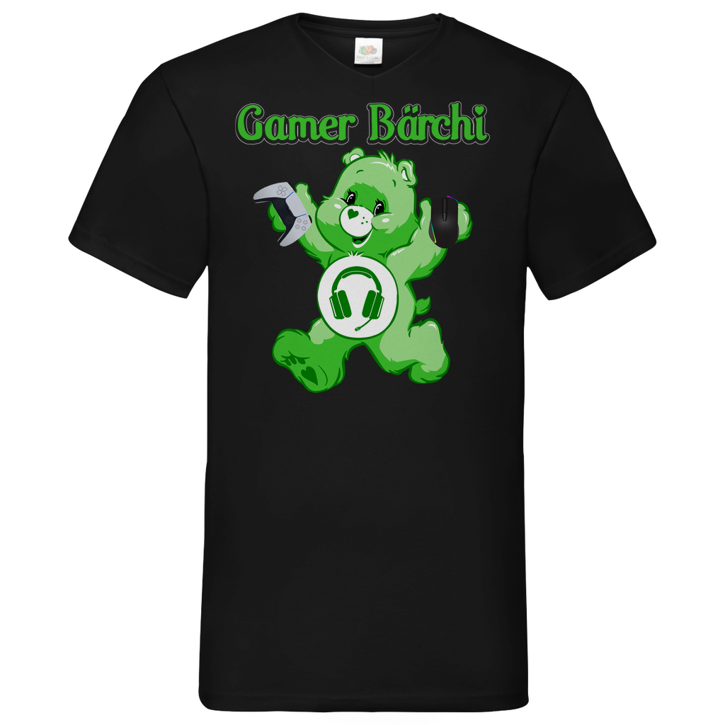 Gamer Bärchi - Glücksbärchi - Herren V-Neck Shirt Black
