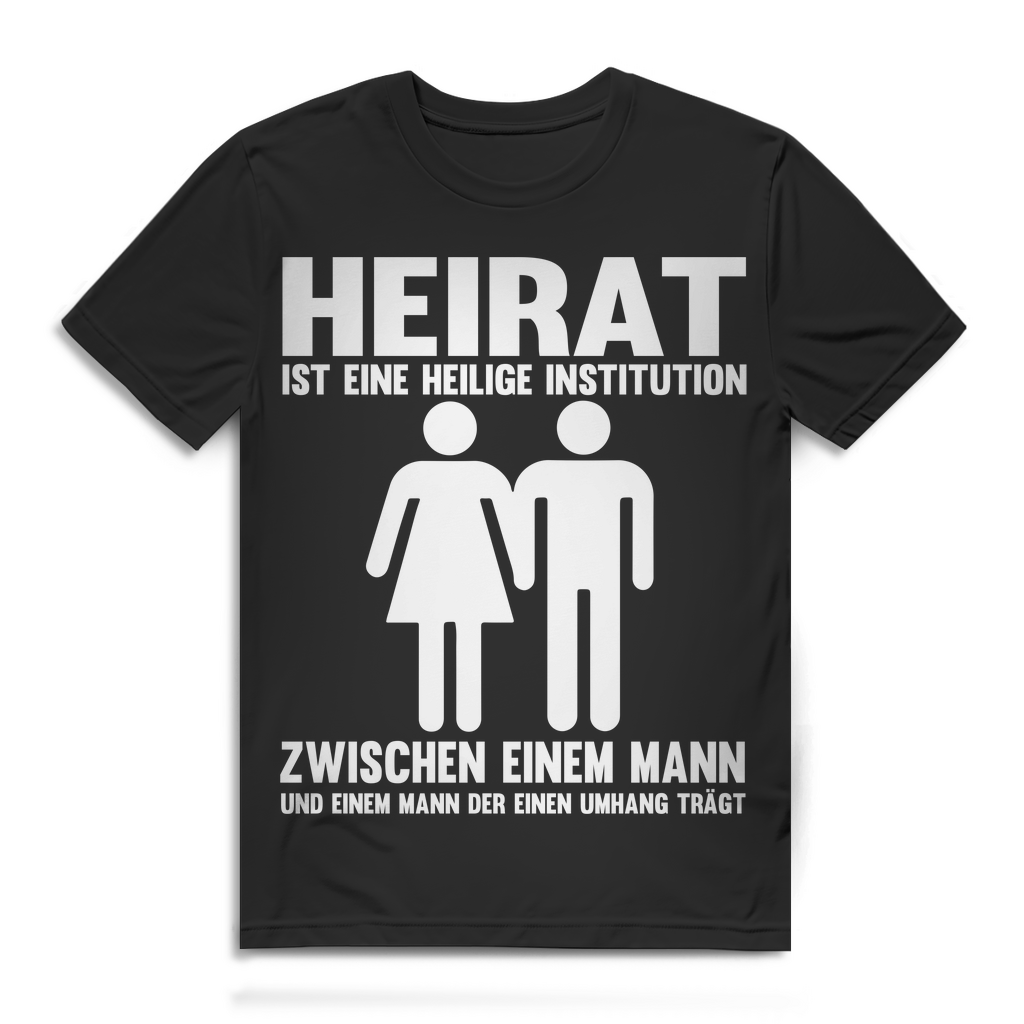 Herren T-Shirt Heirat Heilig Zwischen Mann Und Mann Mit Umhang LGBT Funshirt Black