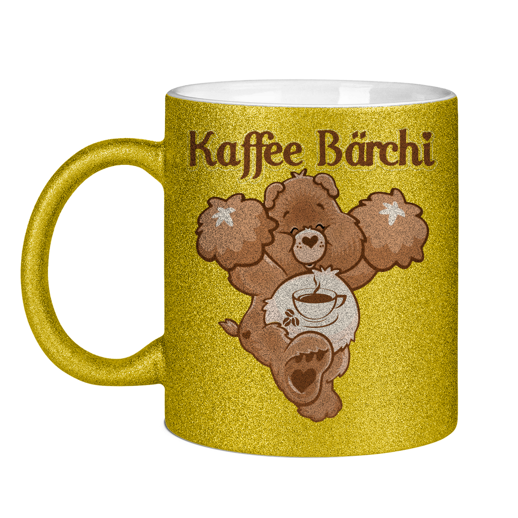 Kaffee Bärchi - Glücksbärchi - Glitzertasse Gold Glitter