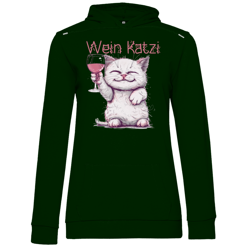 Wein Katzi Katze - Damen Hoodie Forest Green