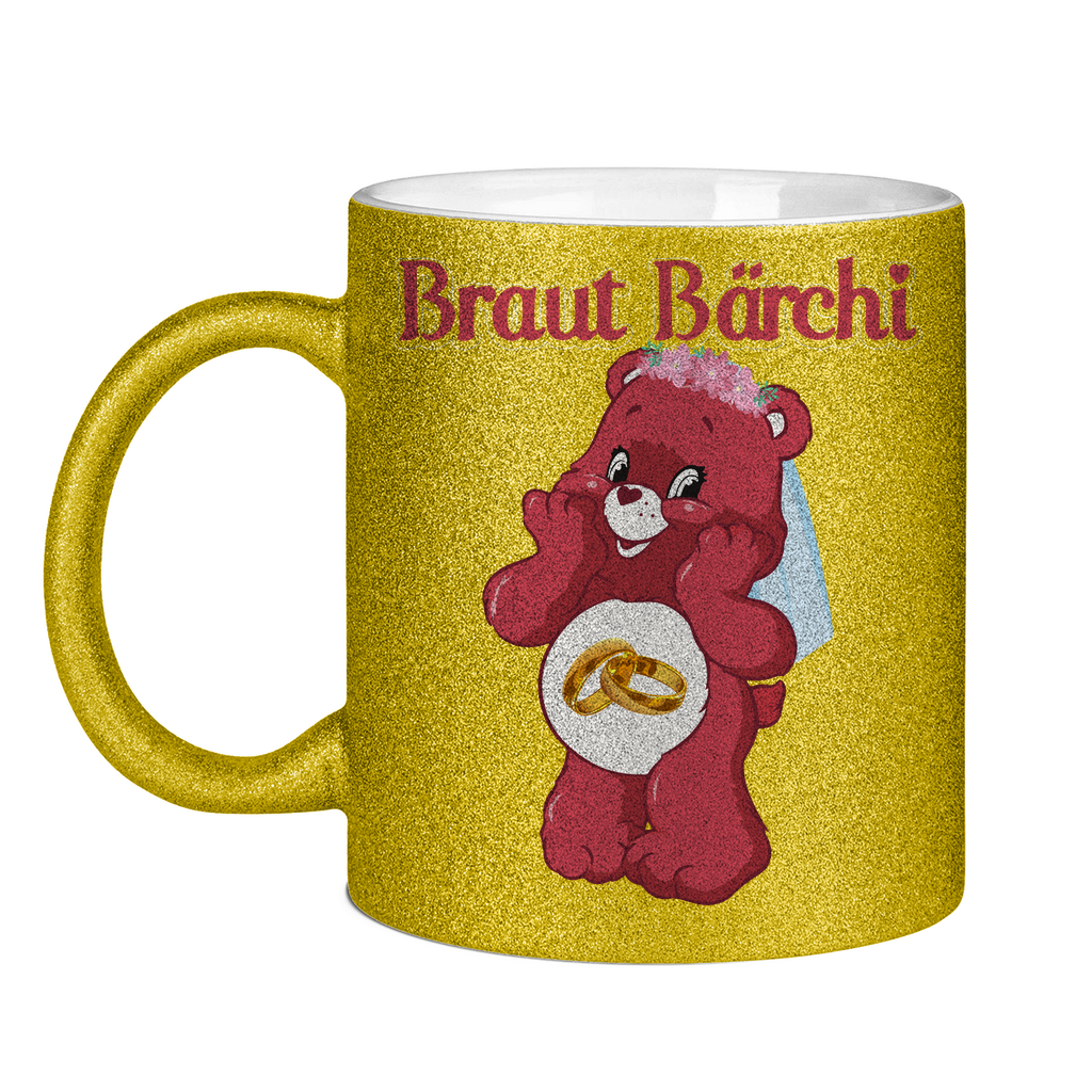 Braut Bärchi - Glücksbärchi - Glitzertasse Gold Glitter One size