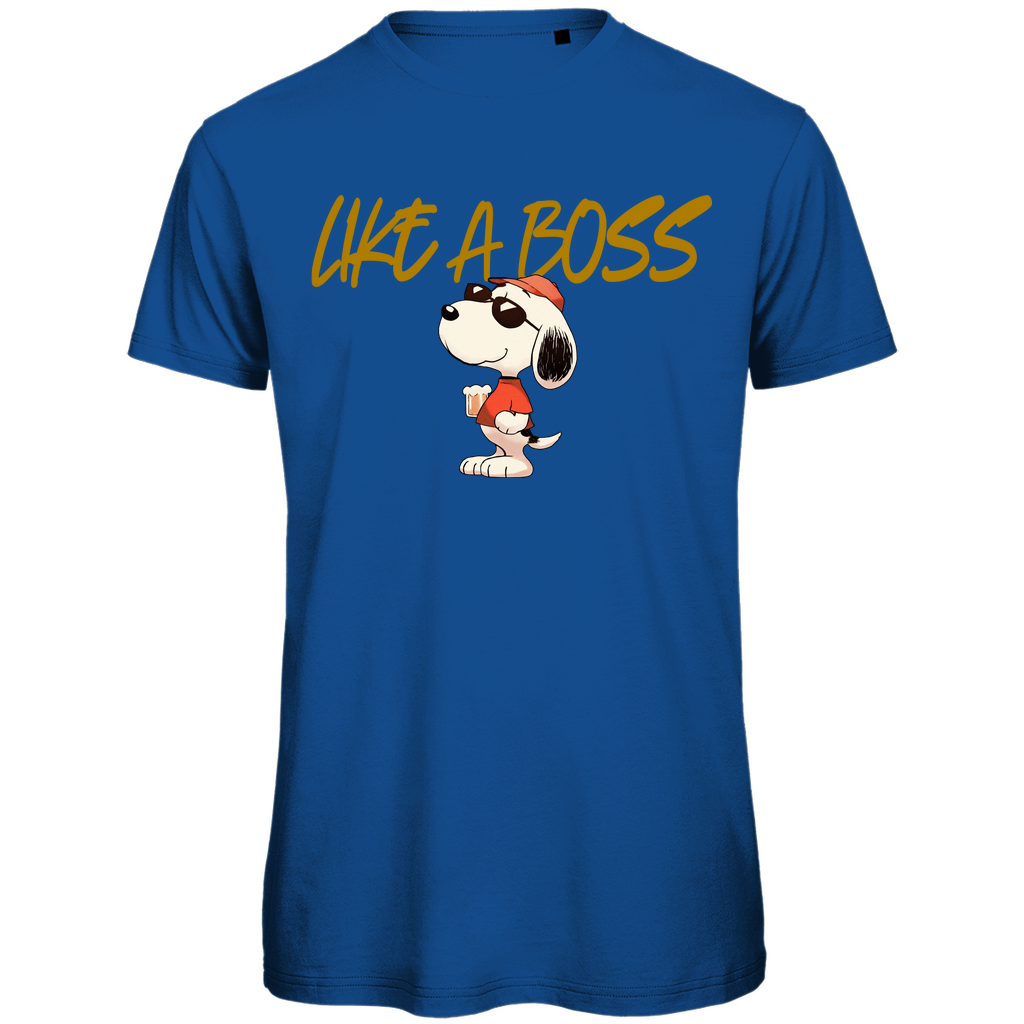 Peanuts Snoopy mit Bier Like a Boss - Herren Premium Bio T-Shirt Royal Blue