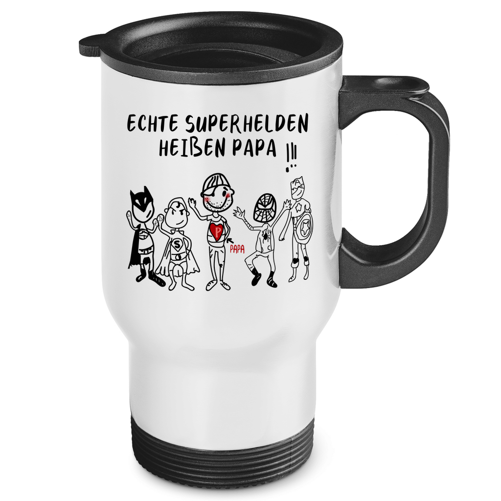 Echte Superhelden heißen Papa! - Edelstahl-Thermobecher White One size