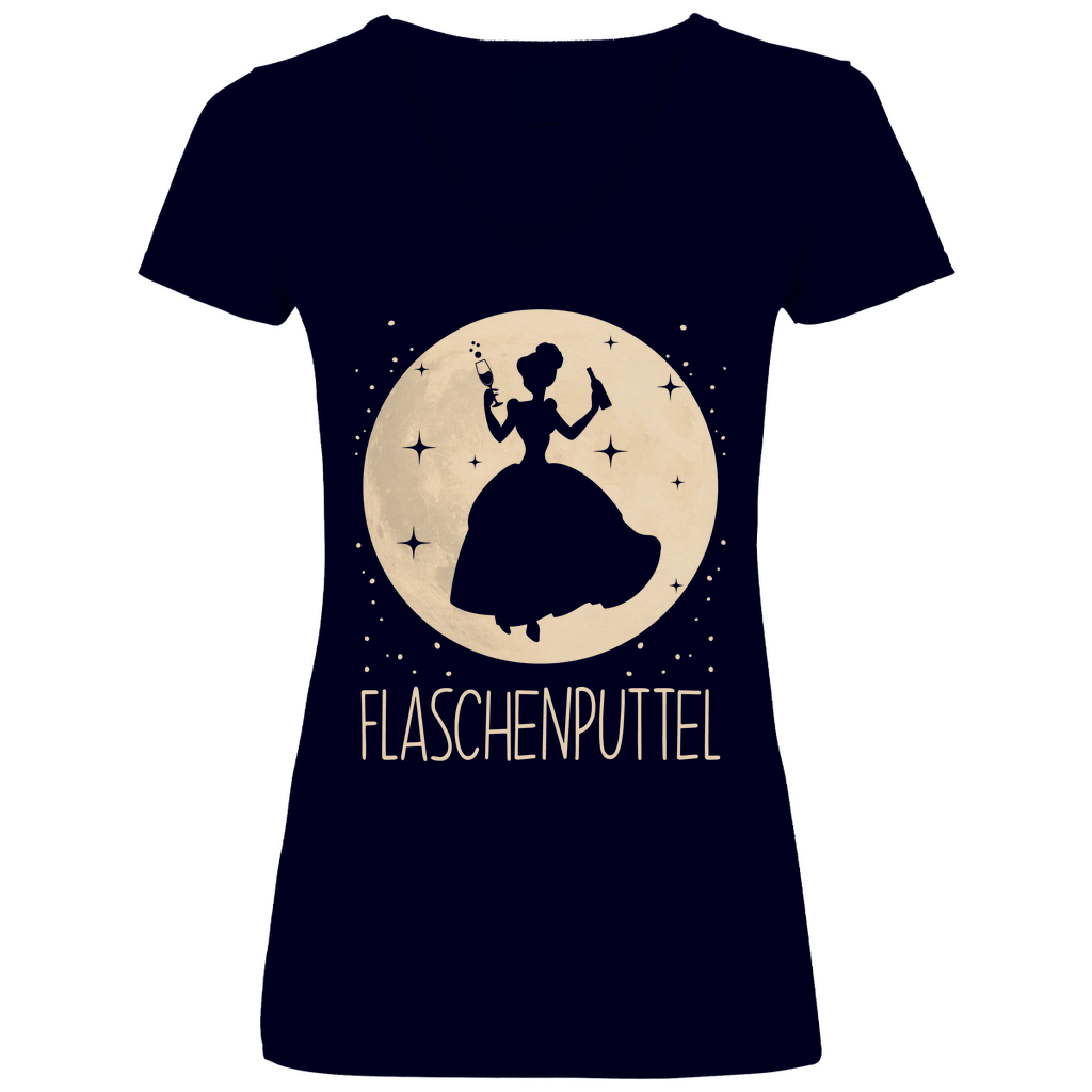 Mond Prinzessin - Flaschenputtel - V-Neck Damenshirt Deep Navy