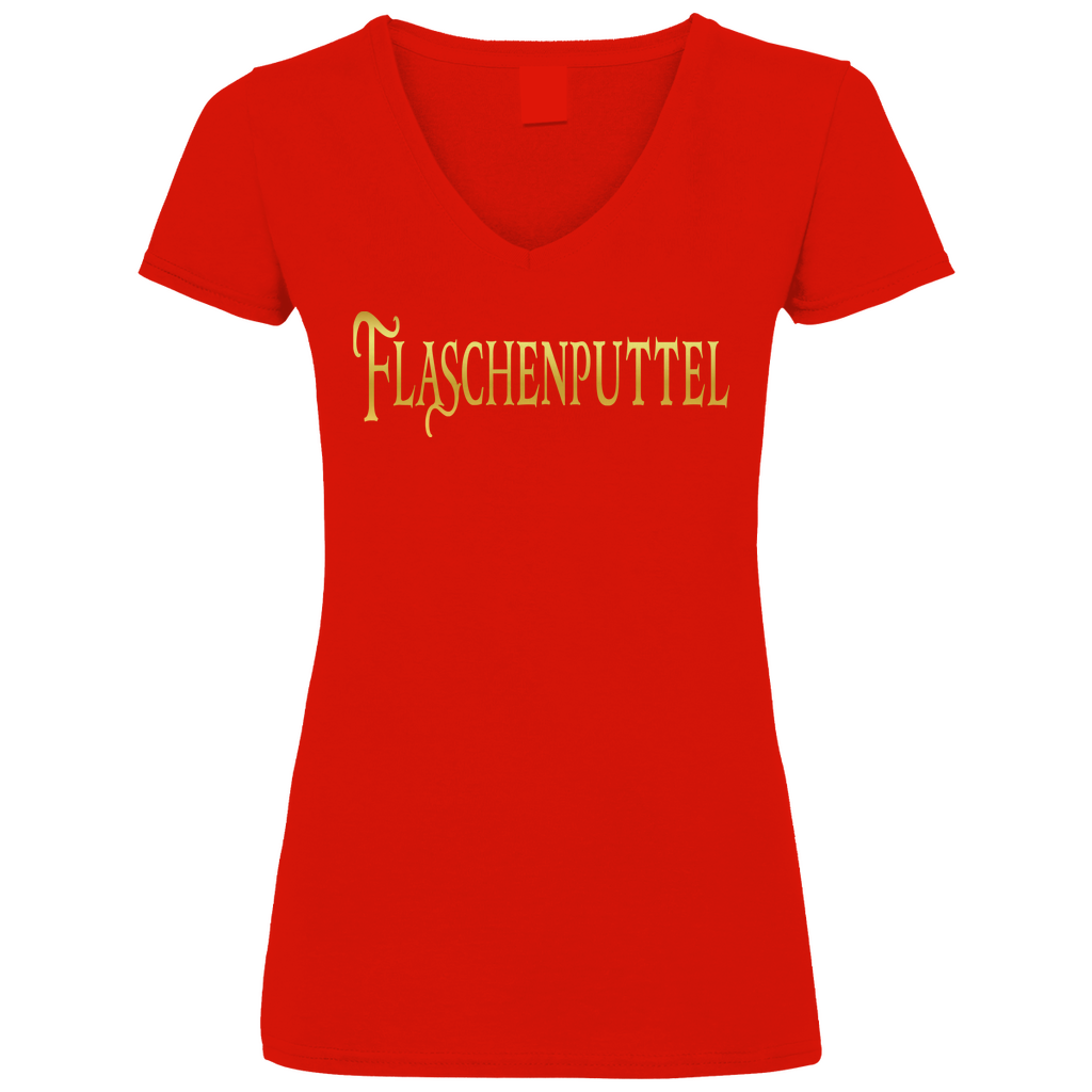 Flaschenputtel - Prinzessin Gold - V-Neck Damenshirt