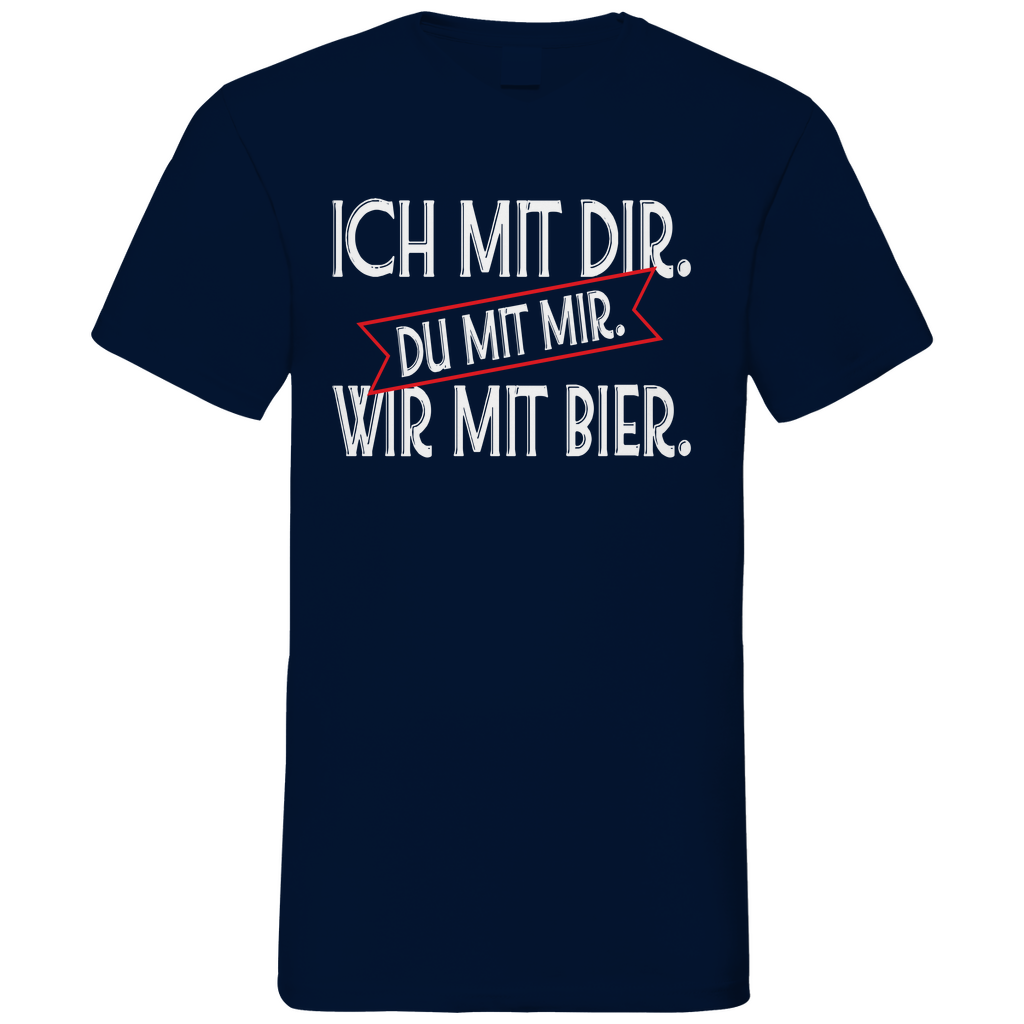 Ich mit dir. Du mit mir. Wir mit Bier. - Herren V-Neck Shirt Navy