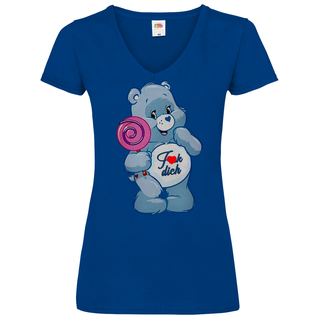 Fick dich Bärchi - Glücksbärchi - V-Neck Damenshirt Royal Blue