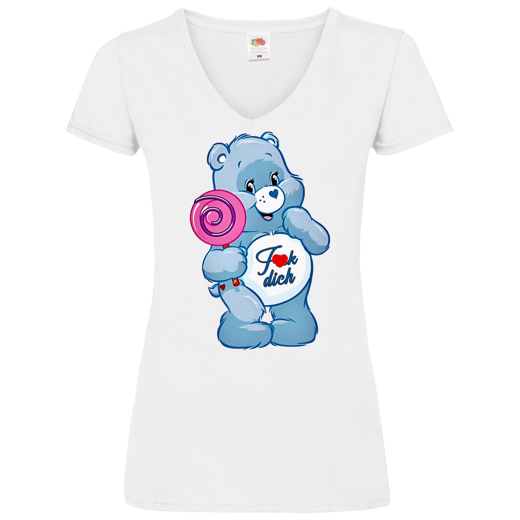 Fick dich Bärchi - Glücksbärchi - V-Neck Damenshirt White