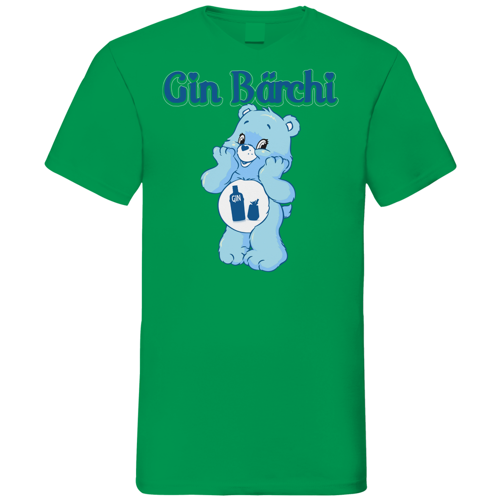 Gin Bärchi - Glücksbärchi - Herren V-Neck Shirt Kelly Green