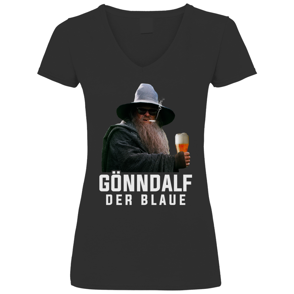 Gönndalf der Blaue - V-Neck Damenshirt Black