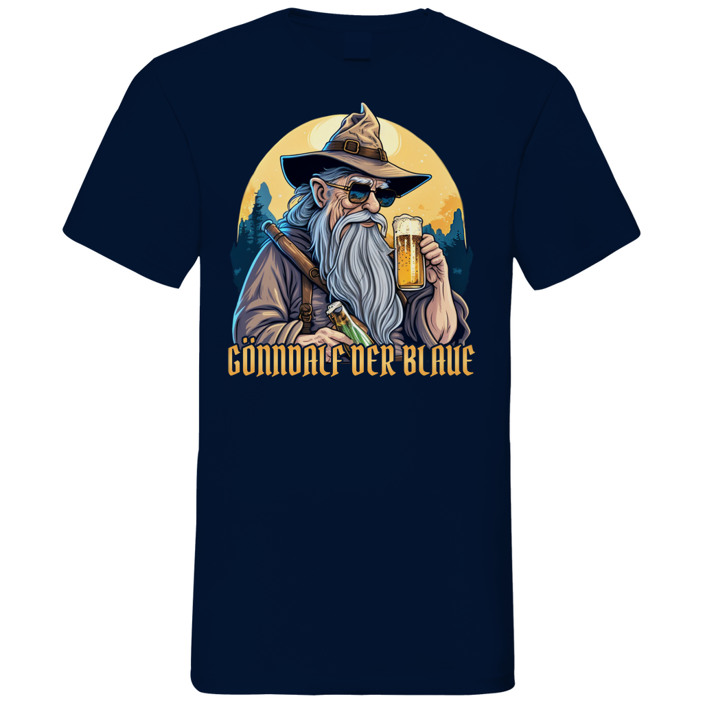 Gönndalf der Blaue Gandalf Toon - Beidseitiger Druck - Herren V-Neck Shirt Navy
